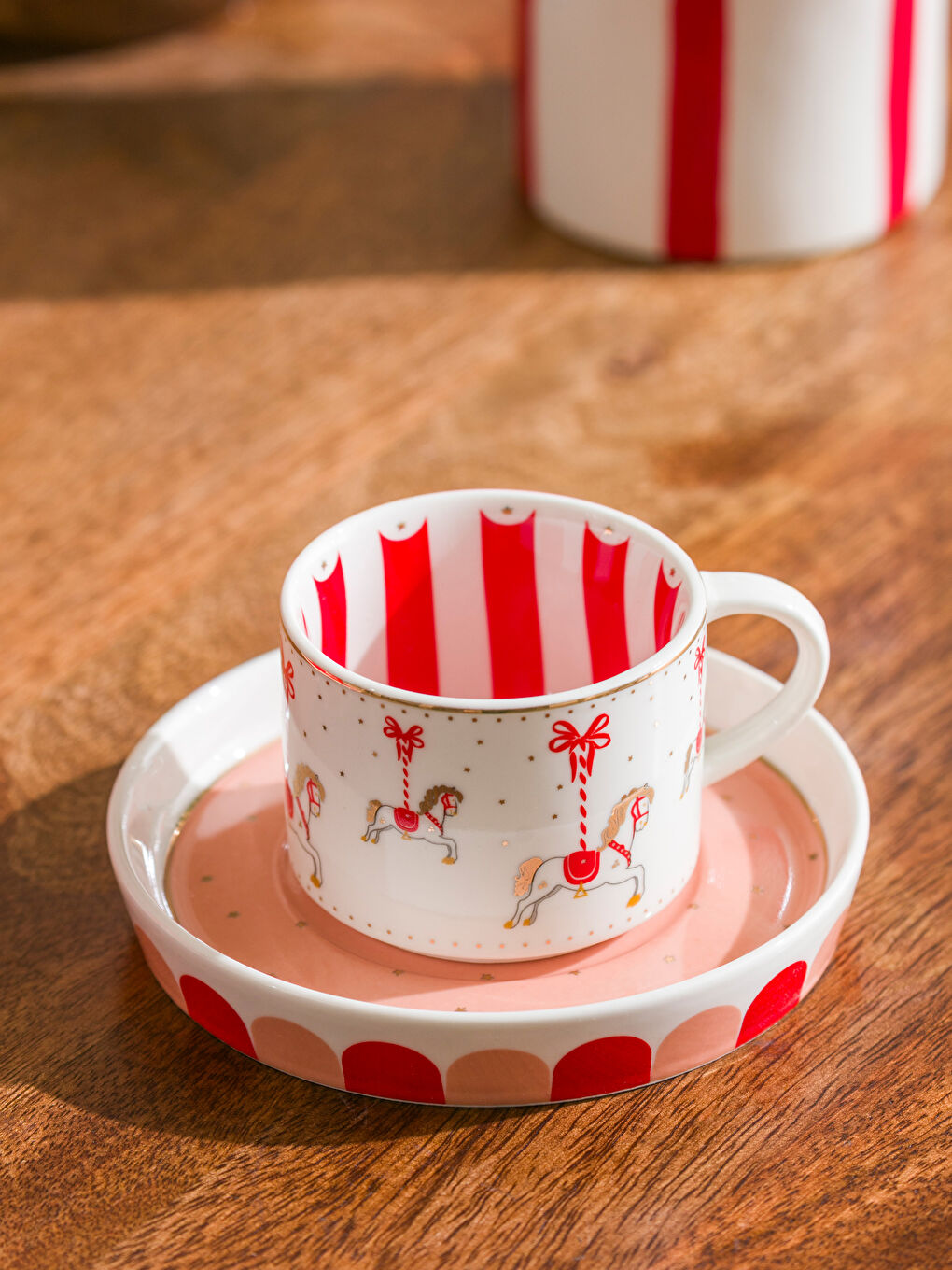 Pembe 2 Kişilik Baskılı Porselen Kahve Fincan Takımı 90 ml-1