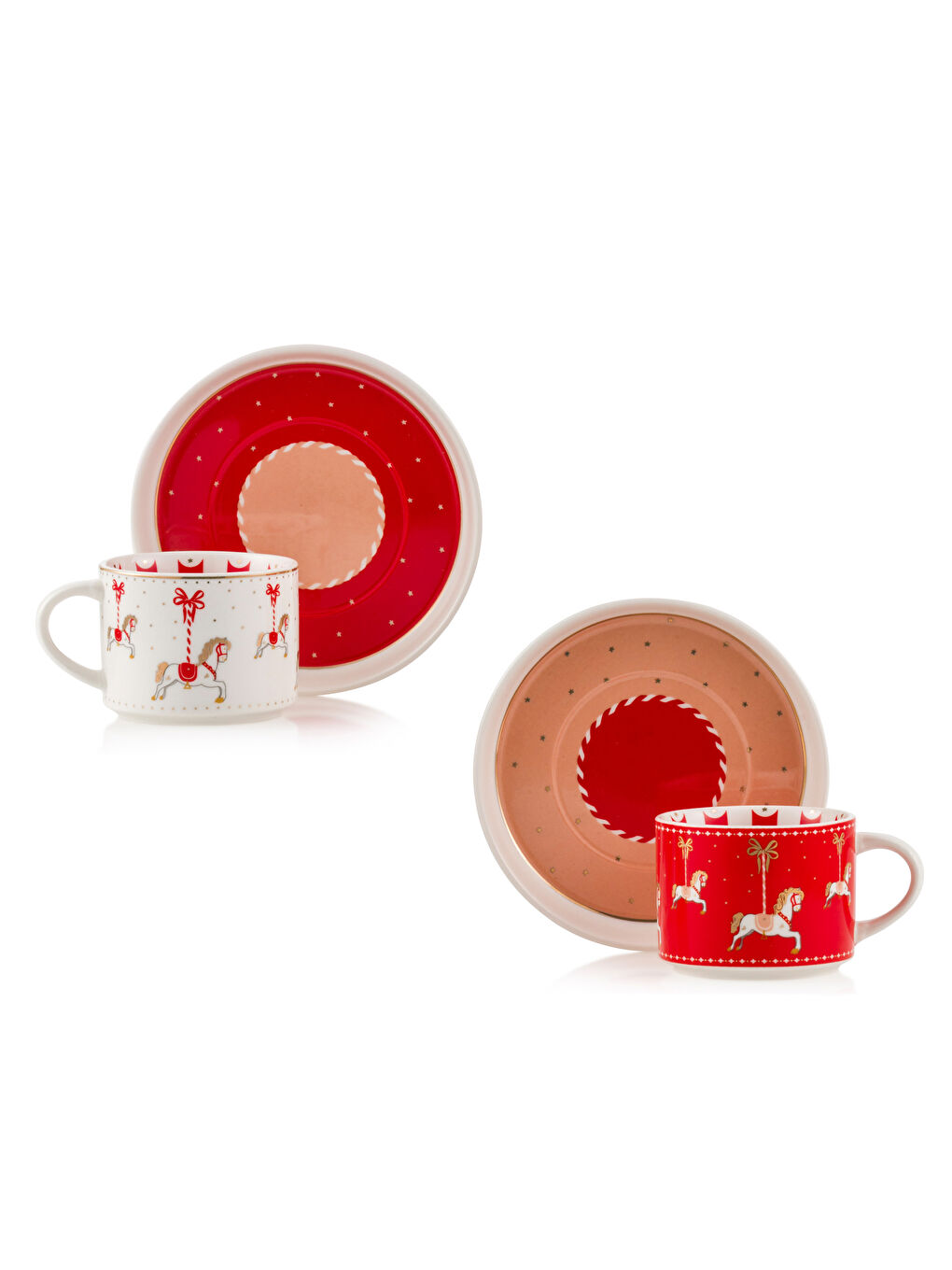 Pembe 2 Kişilik Baskılı Porselen Kahve Fincan Takımı 90 ml-5