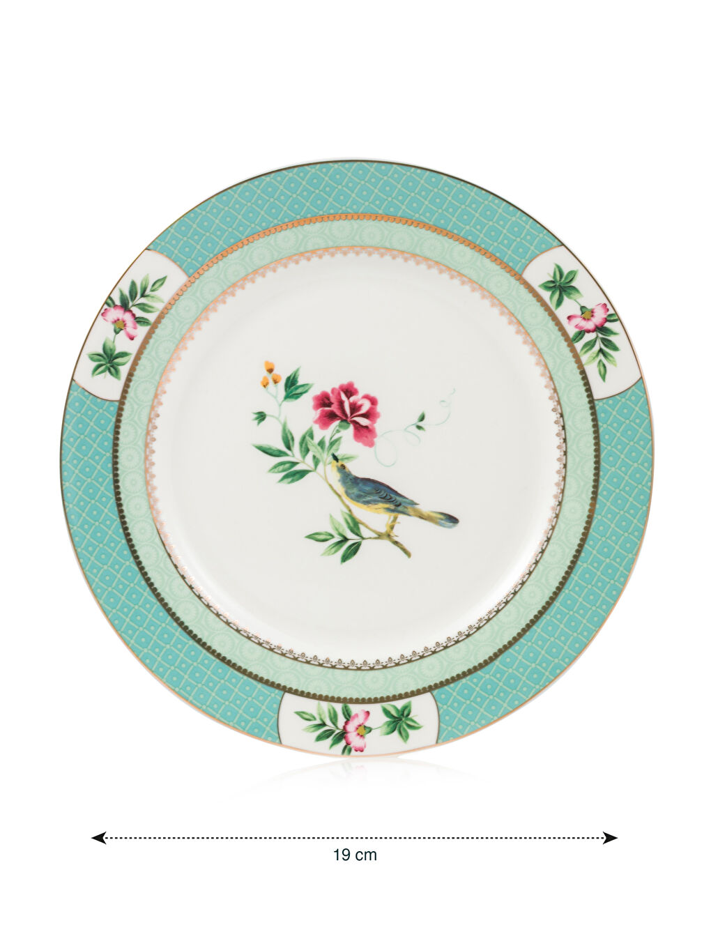 Гүлді өрнекті фарфор торт тәрелкесі 19 см-3