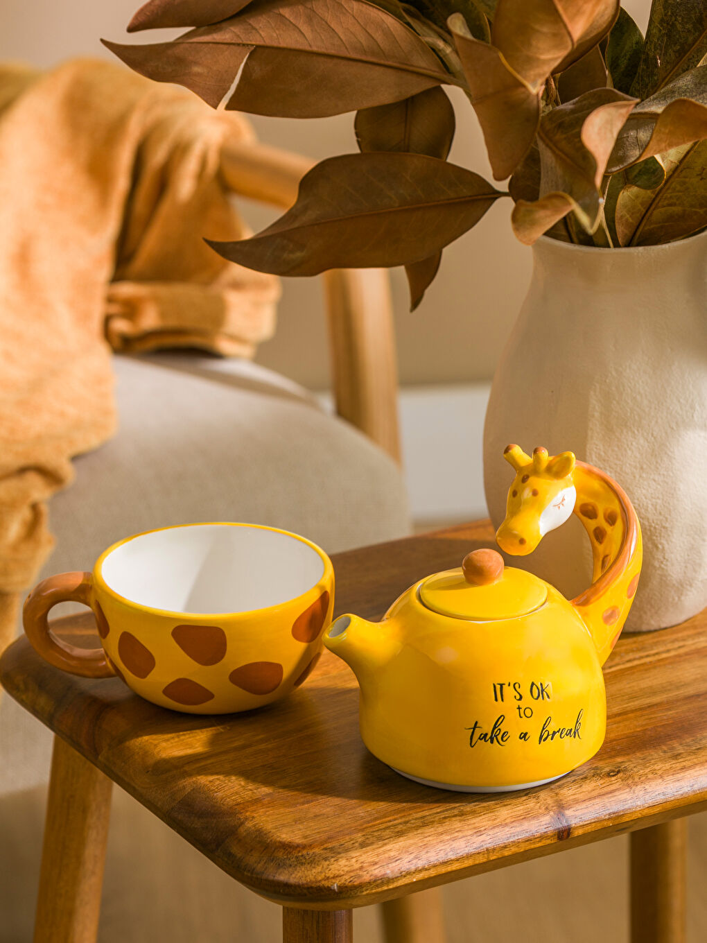Karışık Zürafa Baskılı Seramik Tea Pot-1