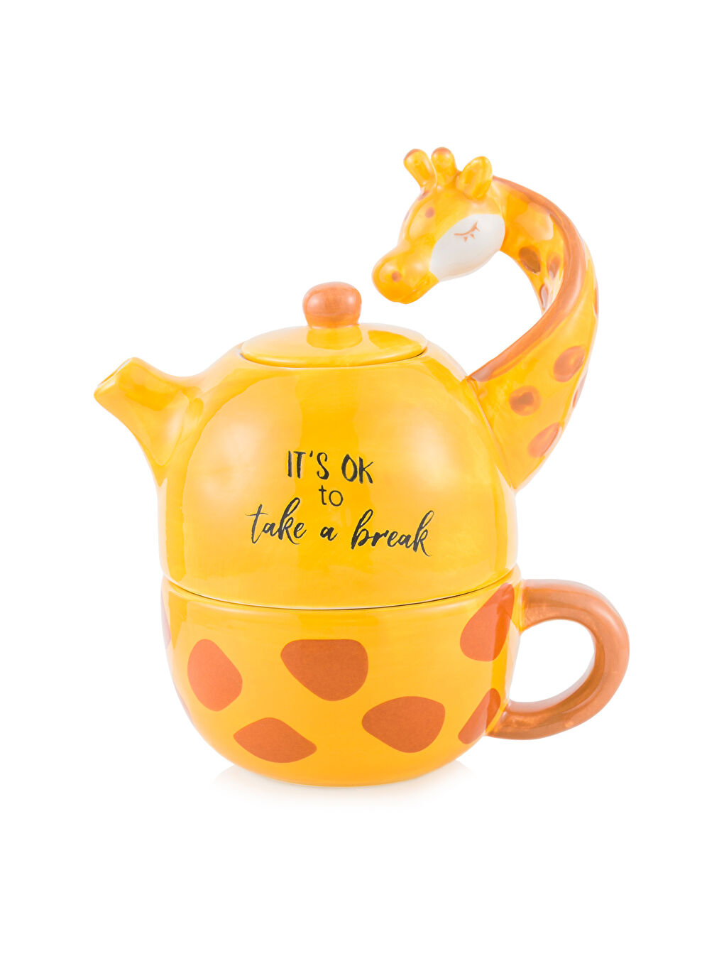 Karışık Zürafa Baskılı Seramik Tea Pot-4