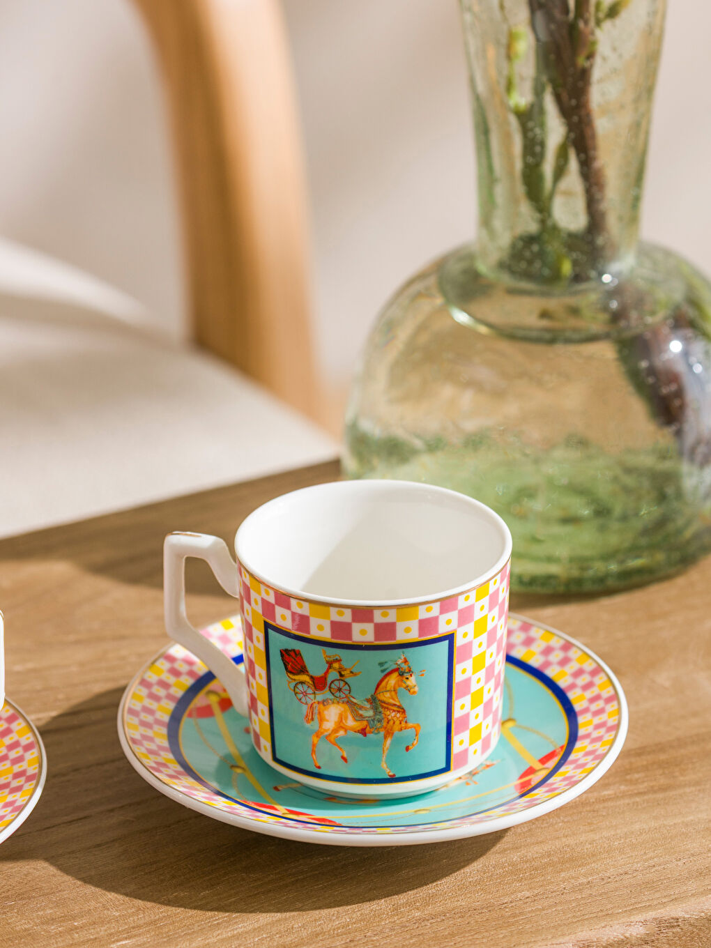 Karışık Baskılı 2 Kişilik Porselen Kahve Fincan Takımı 90 ml-2