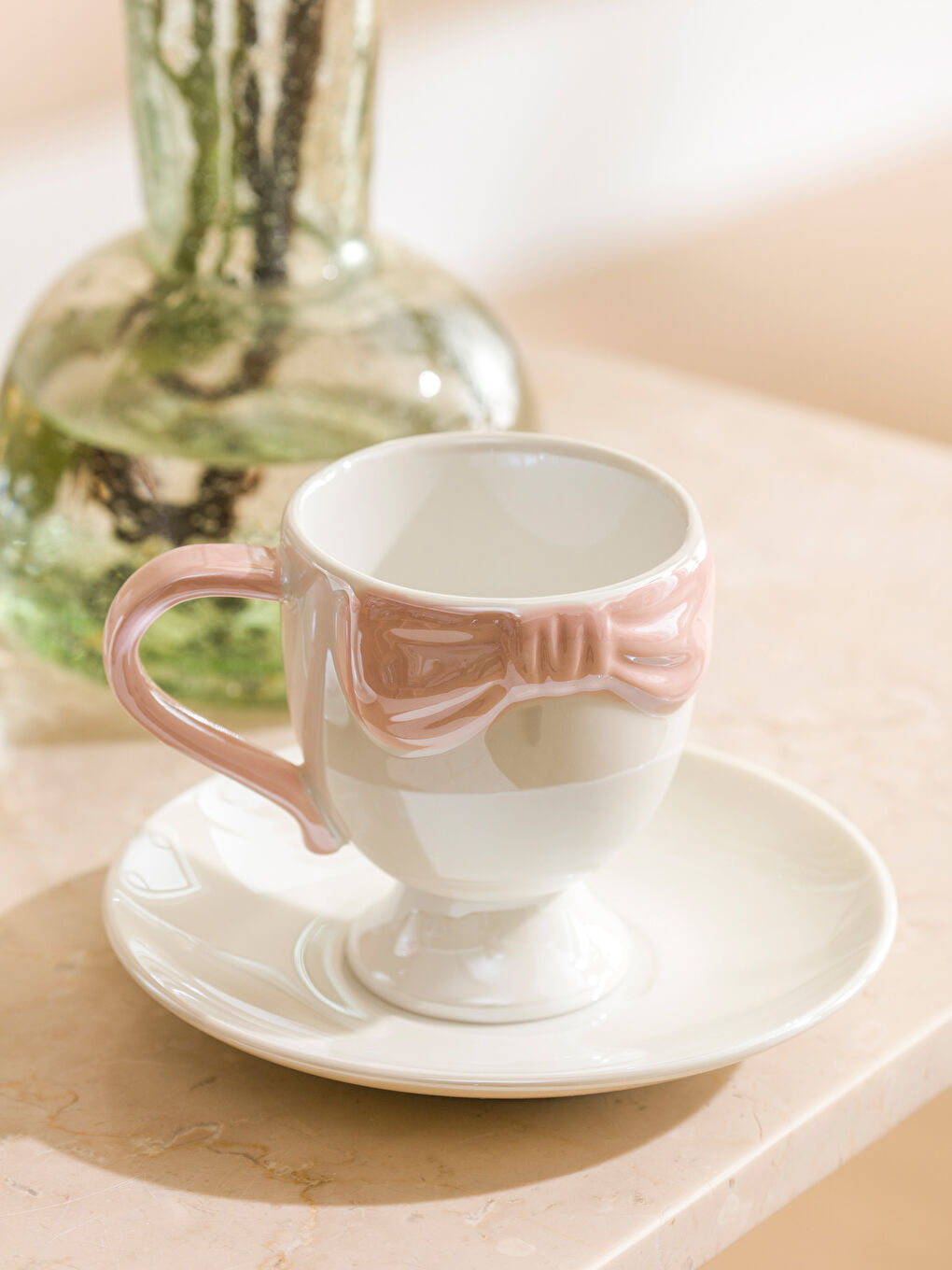 Karışık Fiyonk Baskılı 2 Kişilik Porselen Kahve Fincan Takımı 90 ml-1