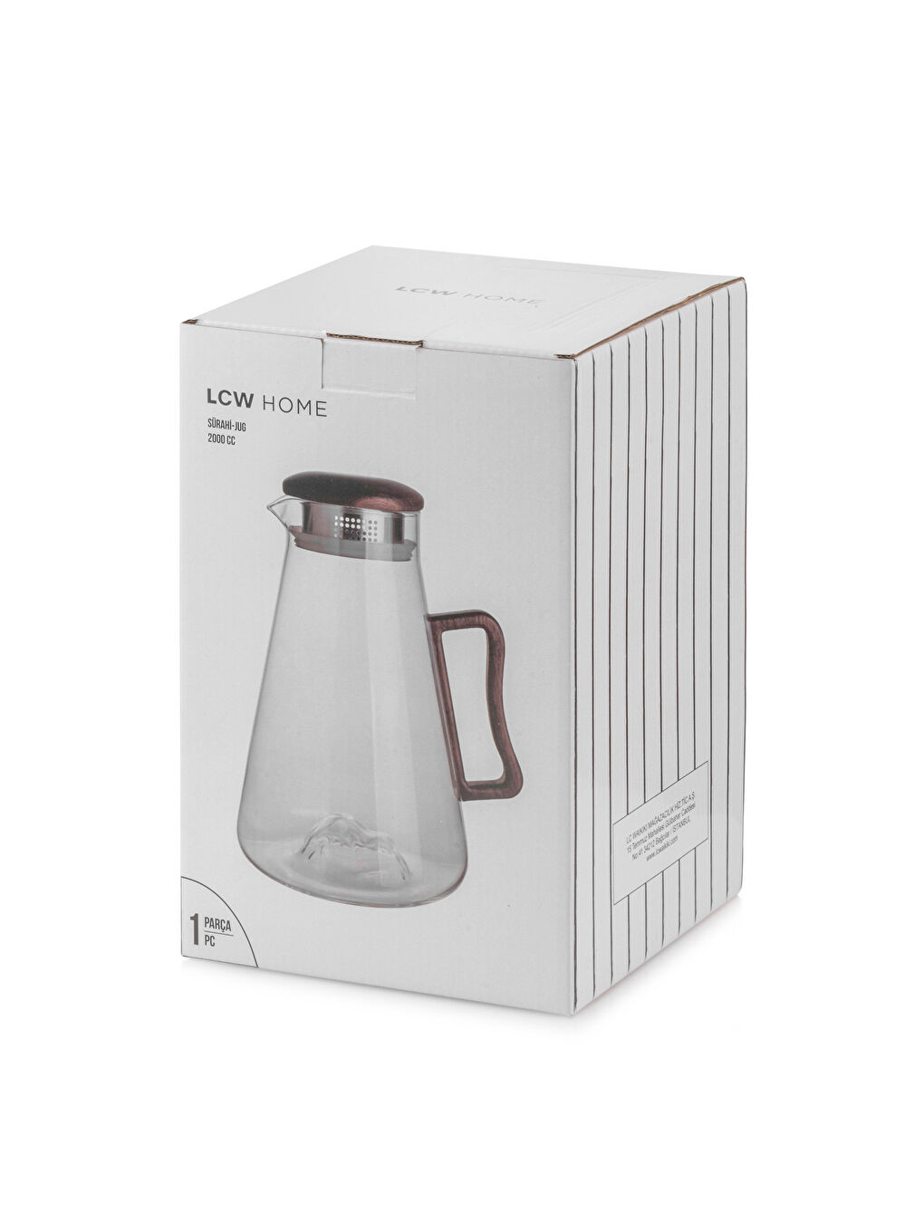 Renksiz Ahşap Kapaklı Cam Sürahi 2000 ml-4