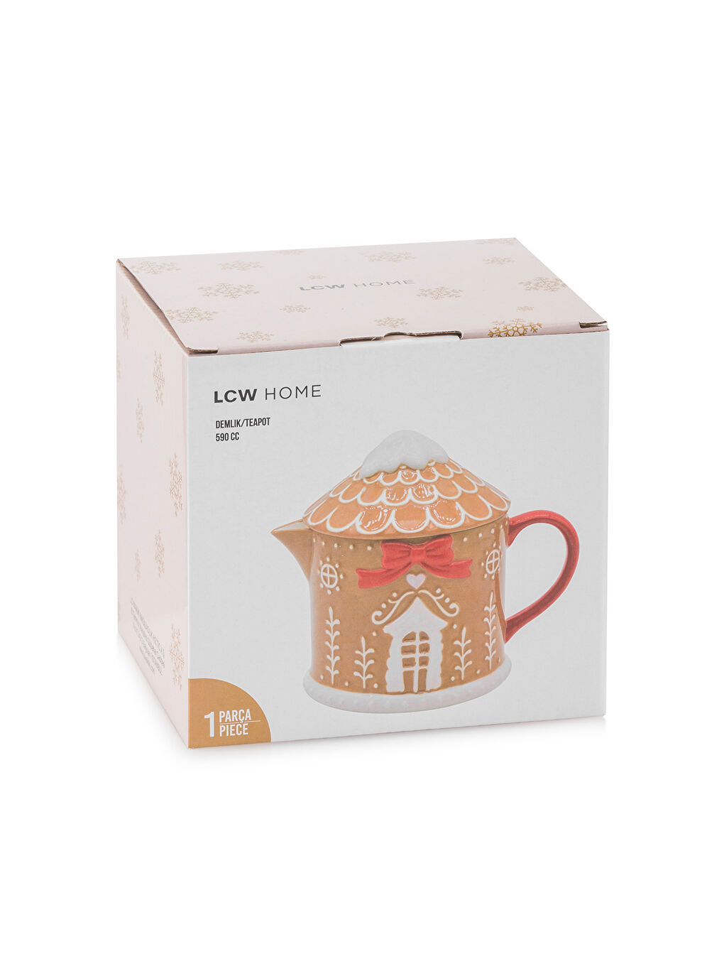 Bej Yılbaşı Temalı Seramik Demlik 590 ml-3