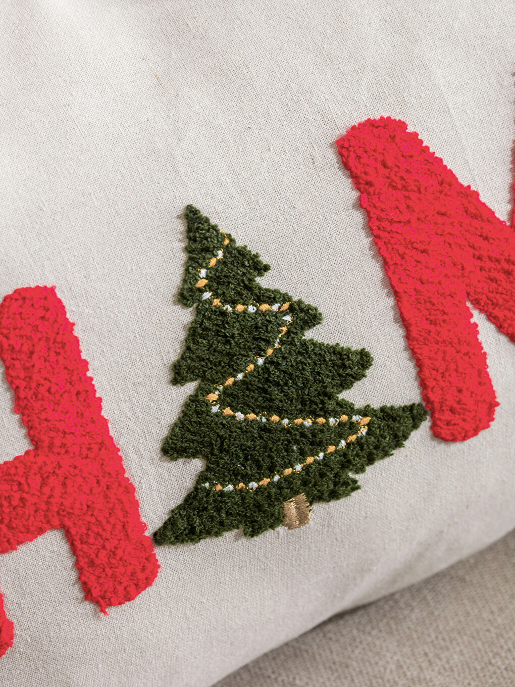 Ekru Yılbaşı Temalı Kırlent Kılıfı 35x50 cm-3