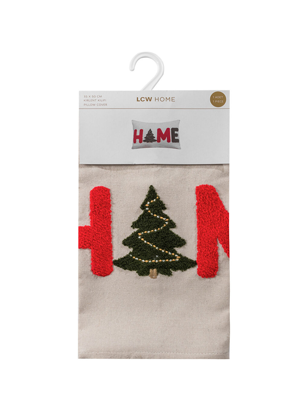 Ekru Yılbaşı Temalı Kırlent Kılıfı 35x50 cm-5