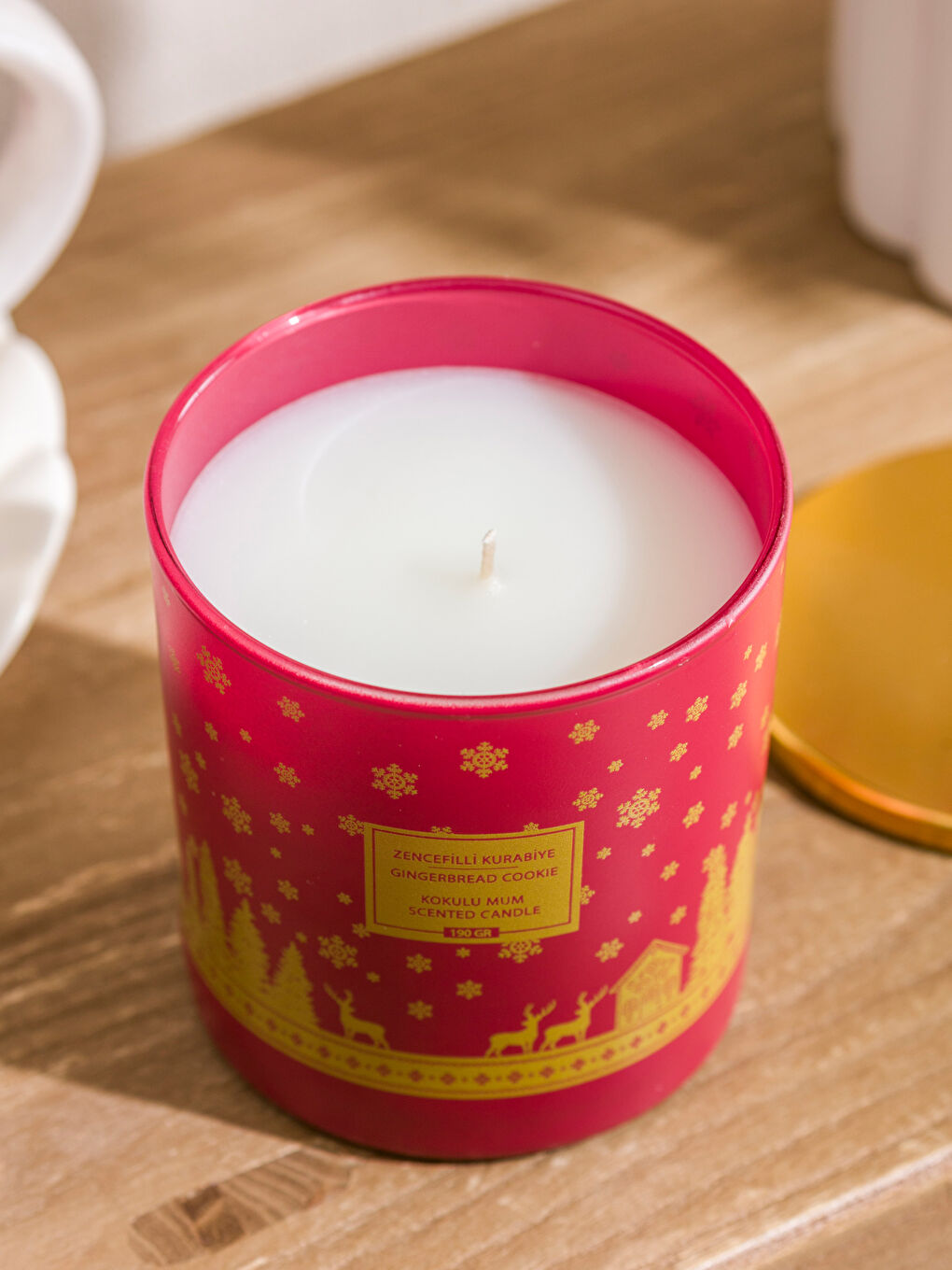 Kırmızı Kurabiye Kokulu Bardak Mum 190 g-3