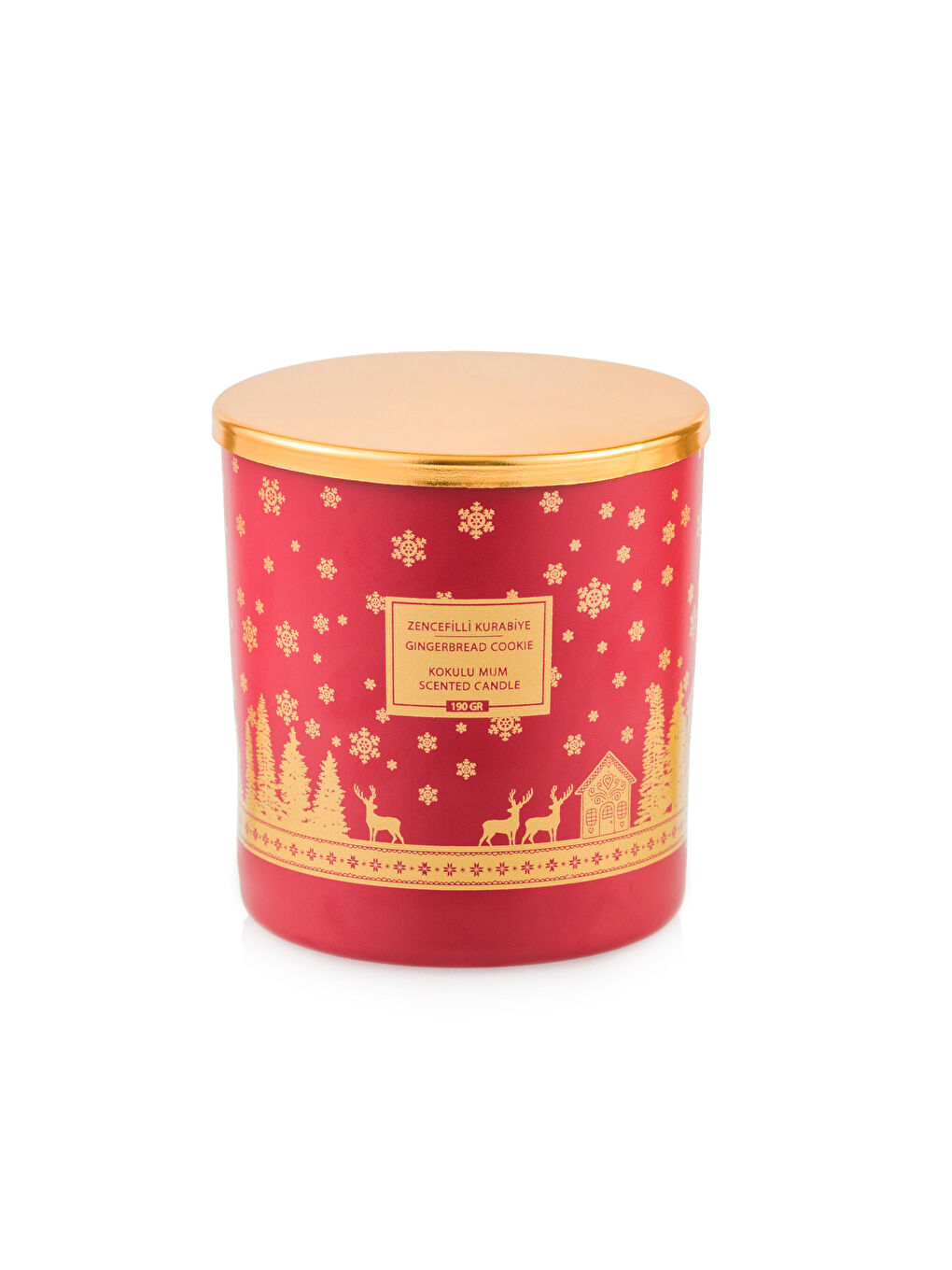 Kırmızı Kurabiye Kokulu Bardak Mum 190 g-4