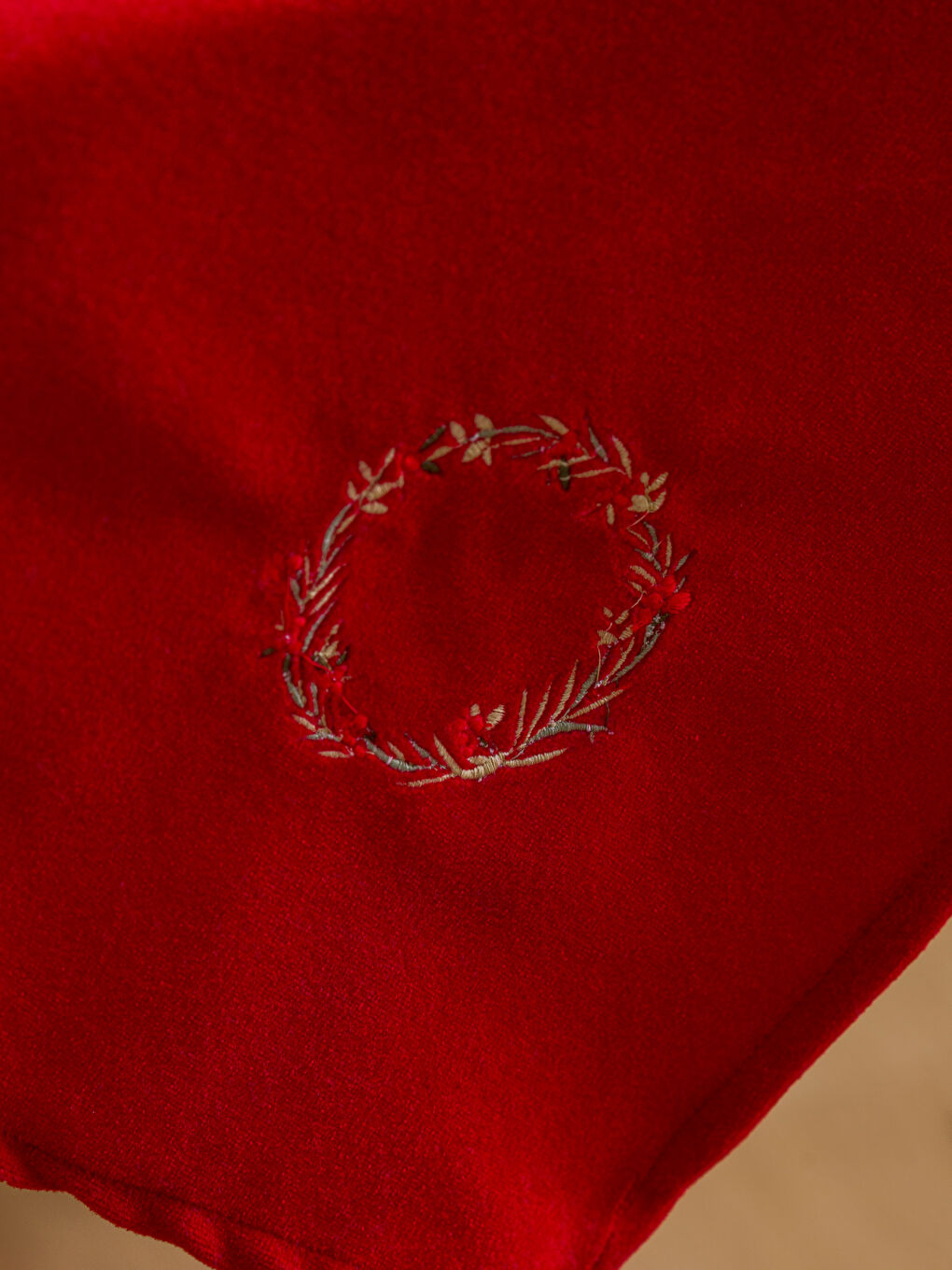 Kırmızı Yılbaşı Temalı Püsküllü Runner 45x150 cm-3