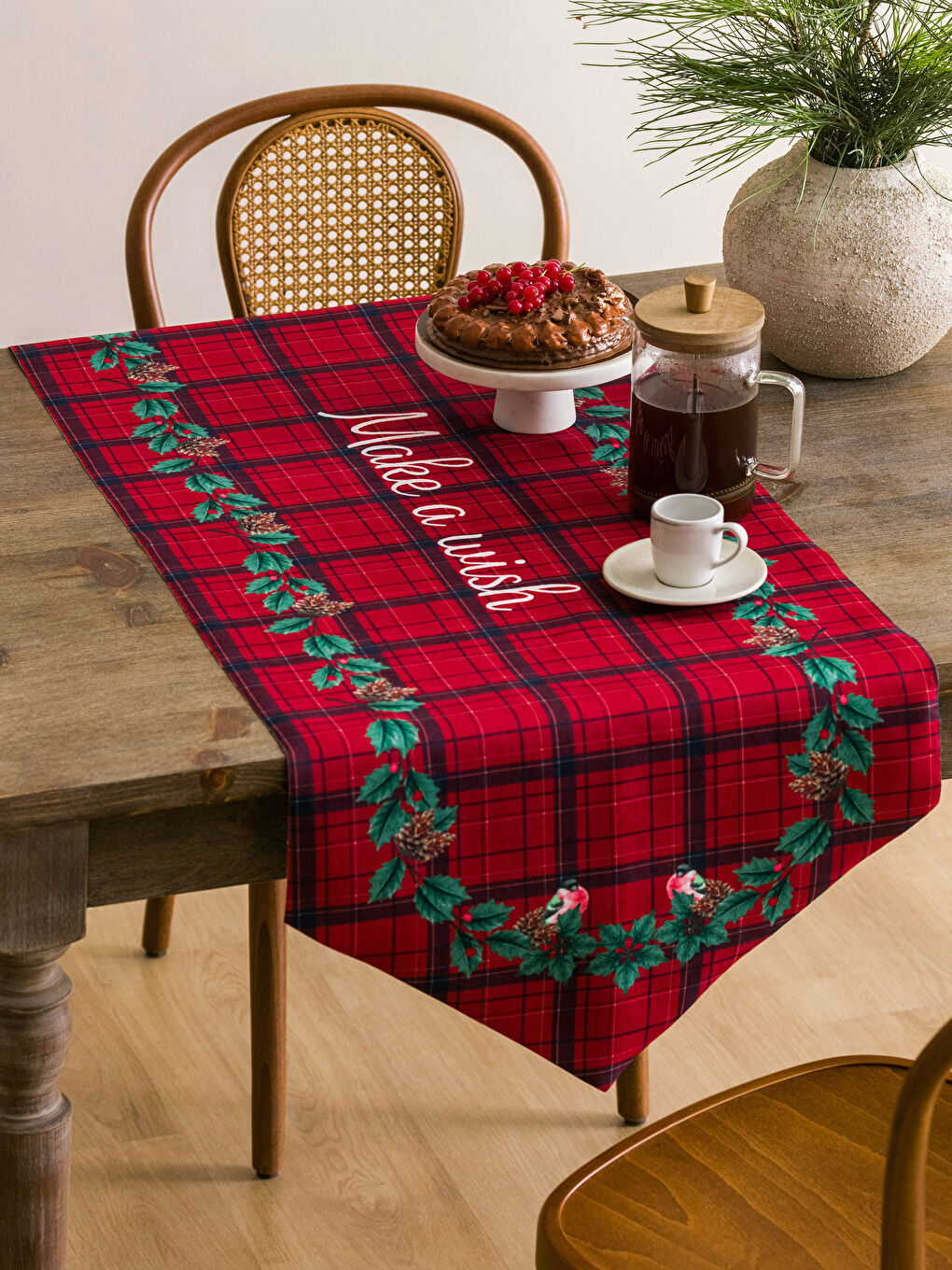 Plaid Patterned Printed Runner 50x140 Cm-1