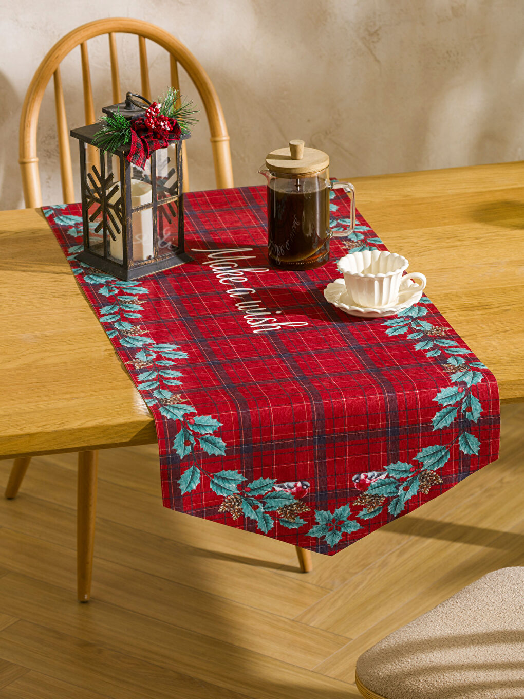 Plaid Patterned Printed Runner 50x140 Cm