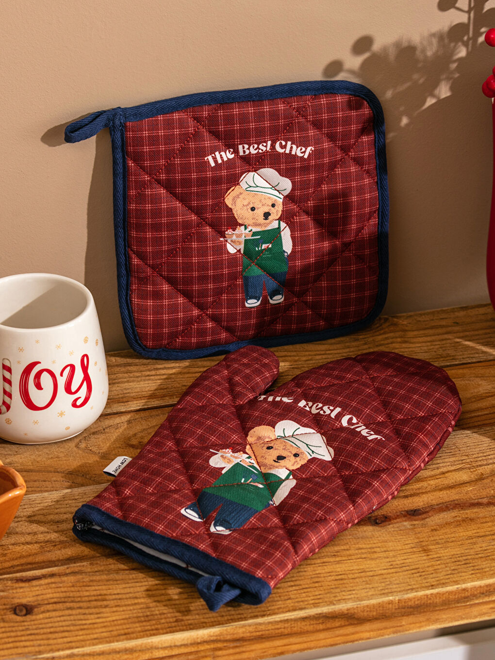 Teddy Bear Printed Oven Mitten and Pot Holder-2