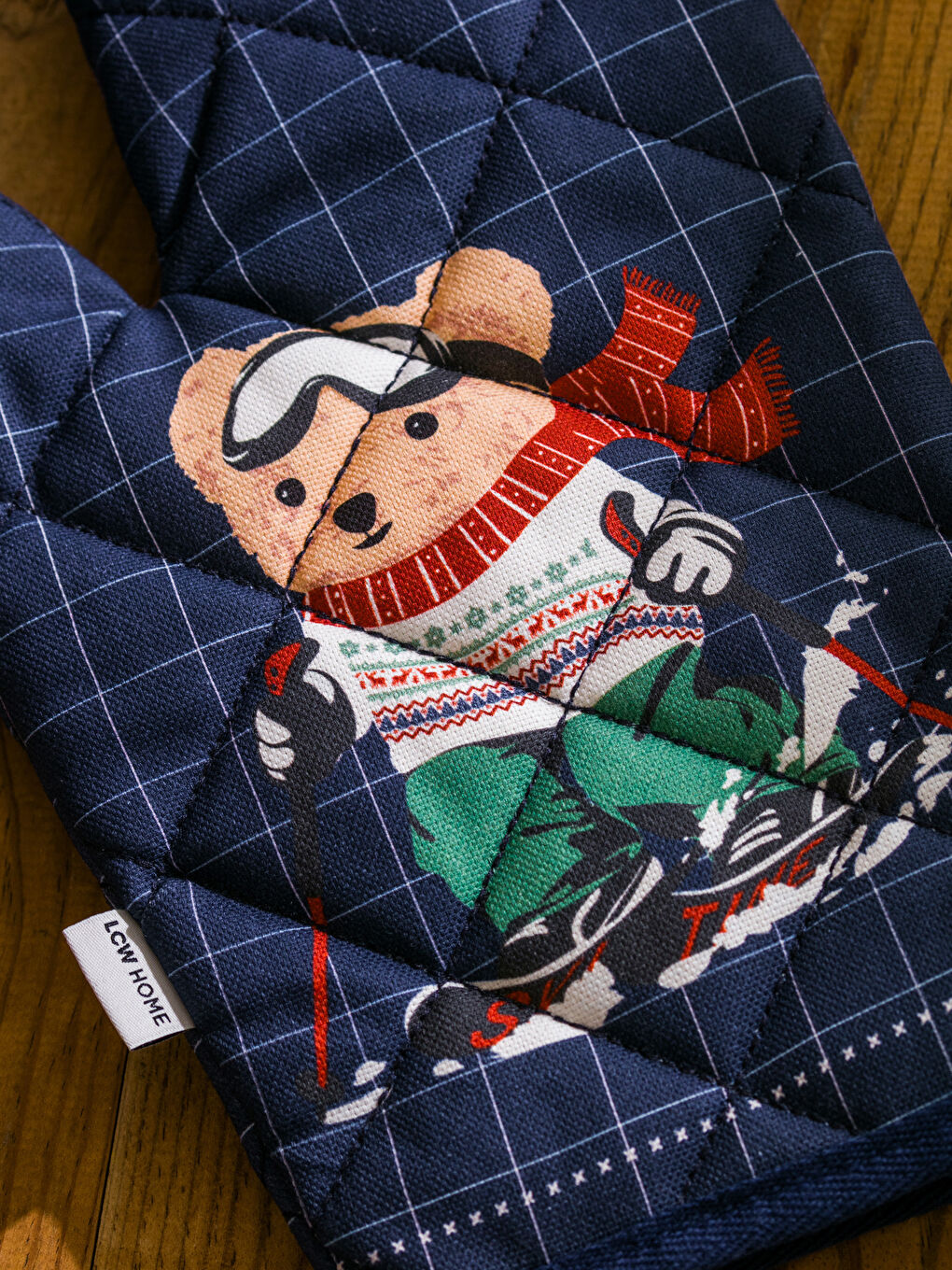 Teddy Bear Printed Oven Mitten and Pot Holder-3