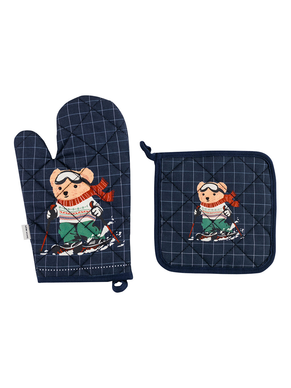 Teddy Bear Printed Oven Mitten and Pot Holder-4