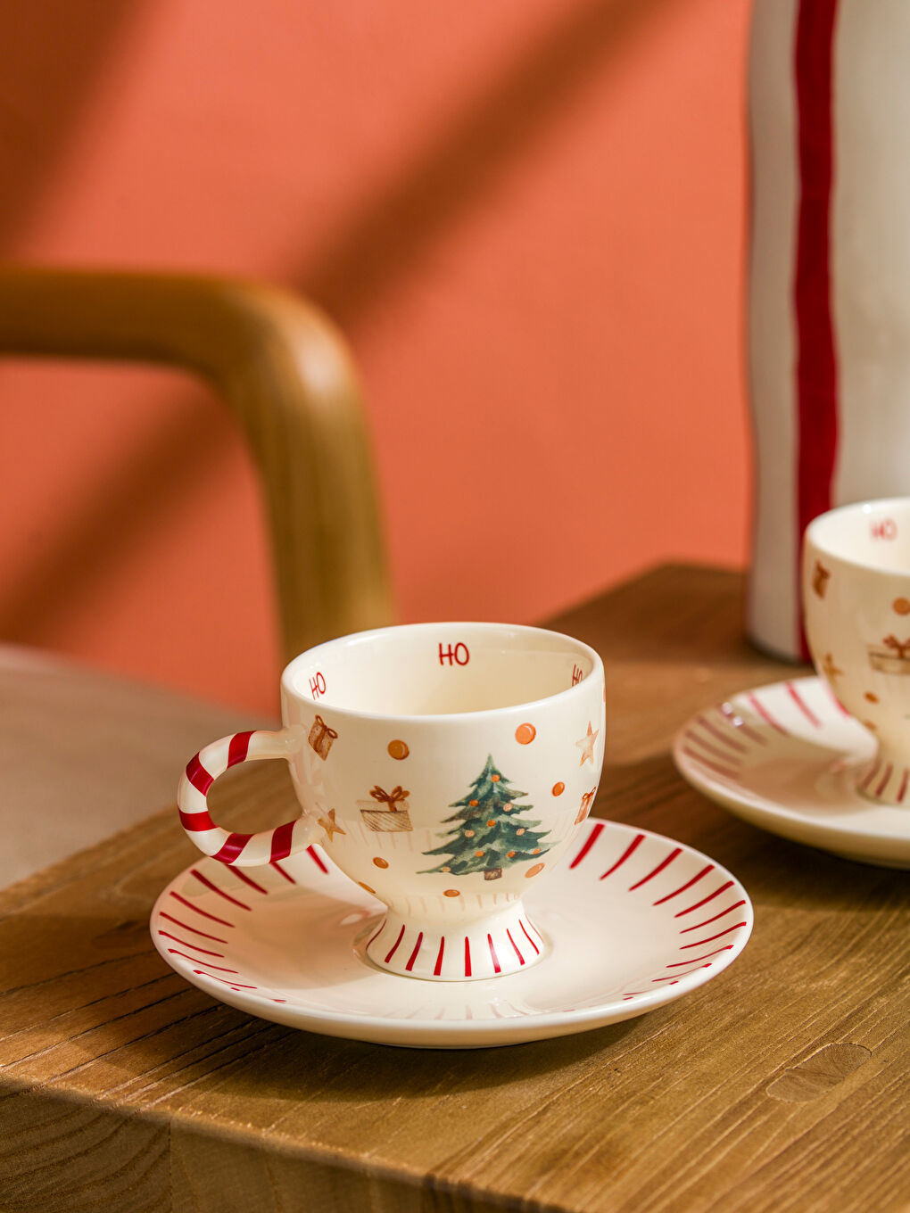 Christmas Themed Porcelain Coffee Cup Set for 2 People 90 ml-1