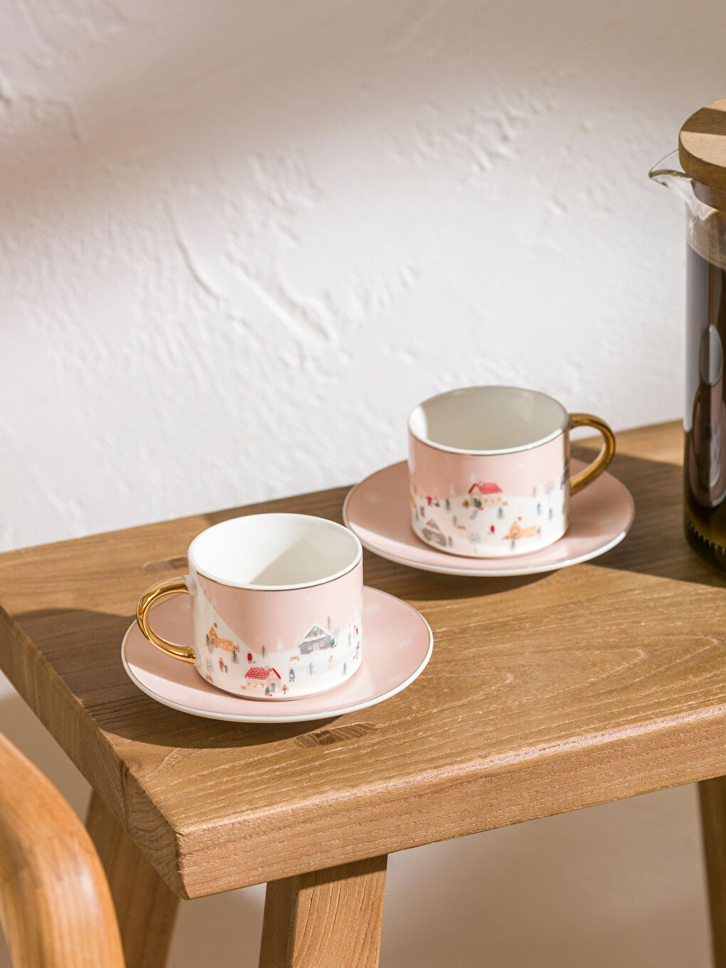 Printed 2-Person Porcelain Coffee Cup Set 90 ml
