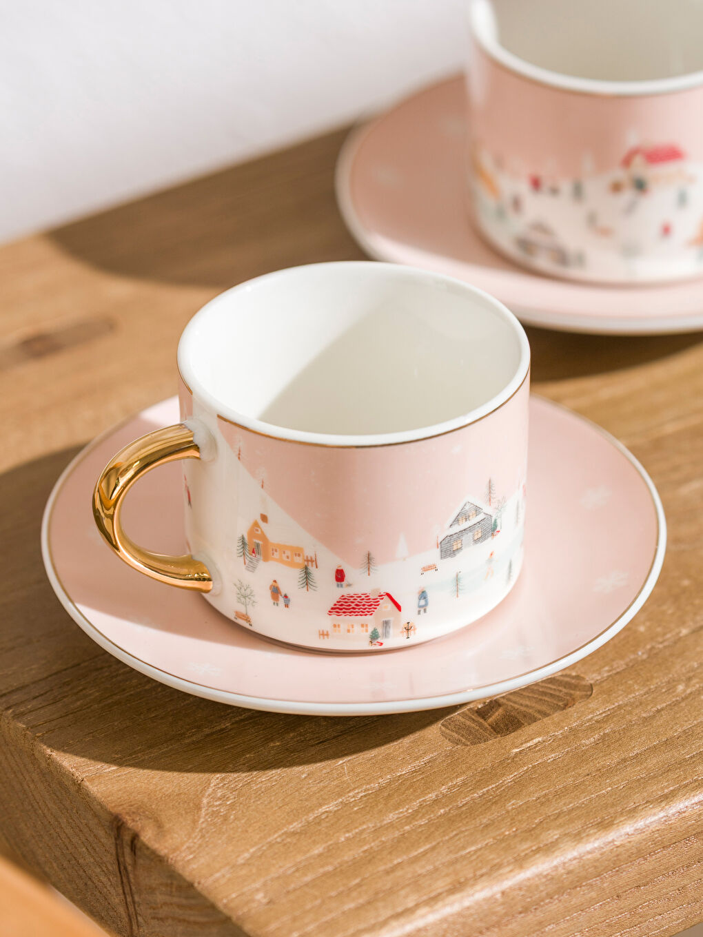 Printed 2-Person Porcelain Coffee Cup Set 90 ml-1