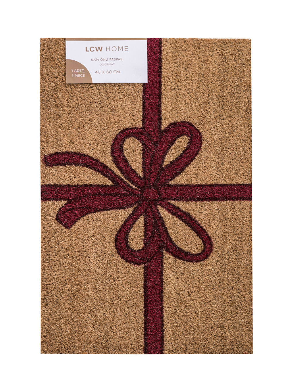 Kırmızı Fiyonk Baskılı Kapı Önü Paspası 45x75 cm-3