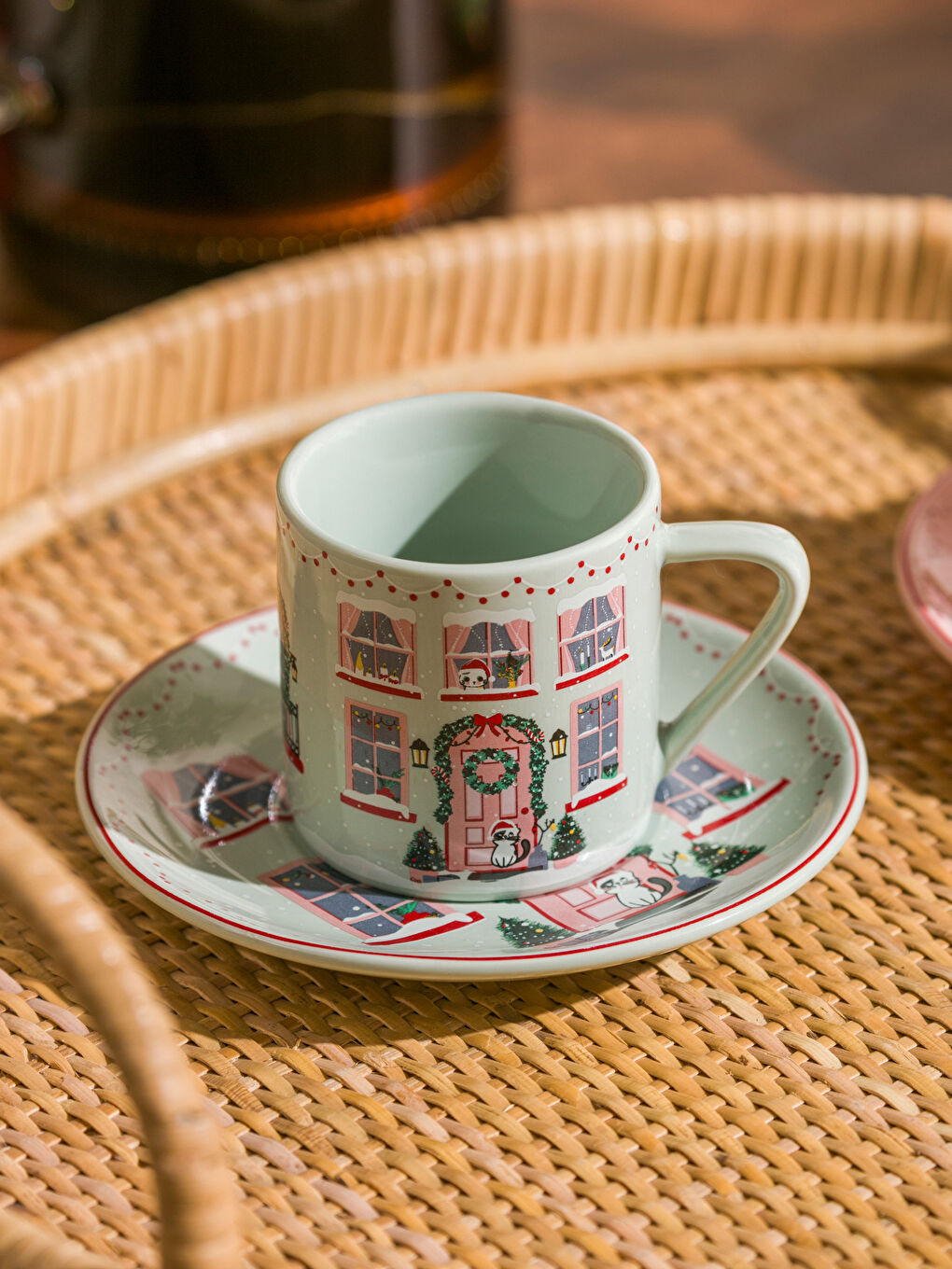 Printed 2-Person Porcelain Coffee Cup Set 90 ml-1