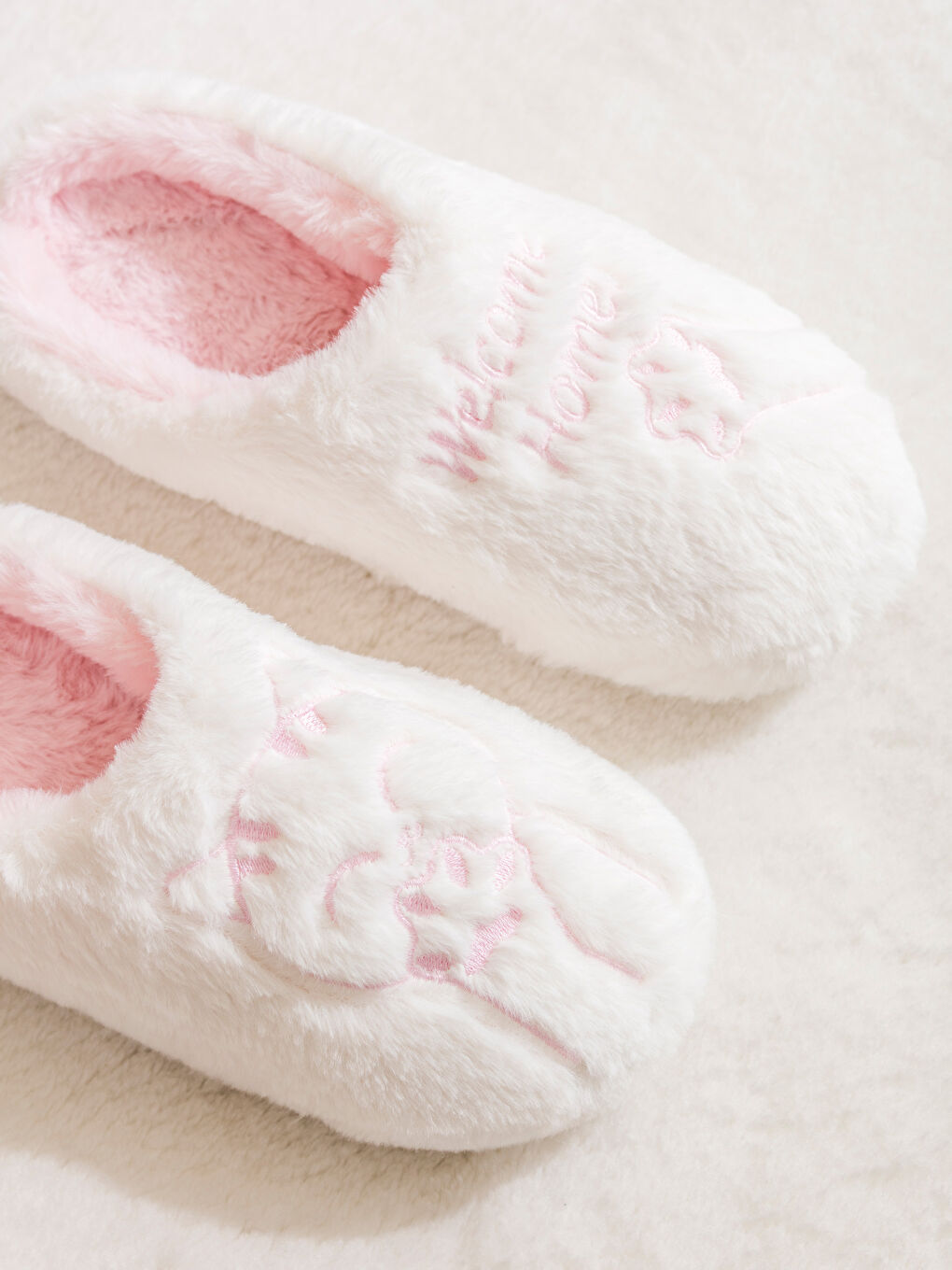 Ekru Kedi Nakışlı Kadın Ev Terliği-2