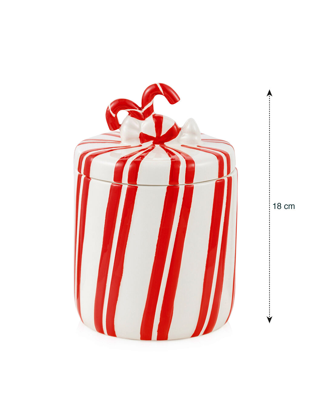 Kırmızı Baston Şeker Seramik Kavanoz-3