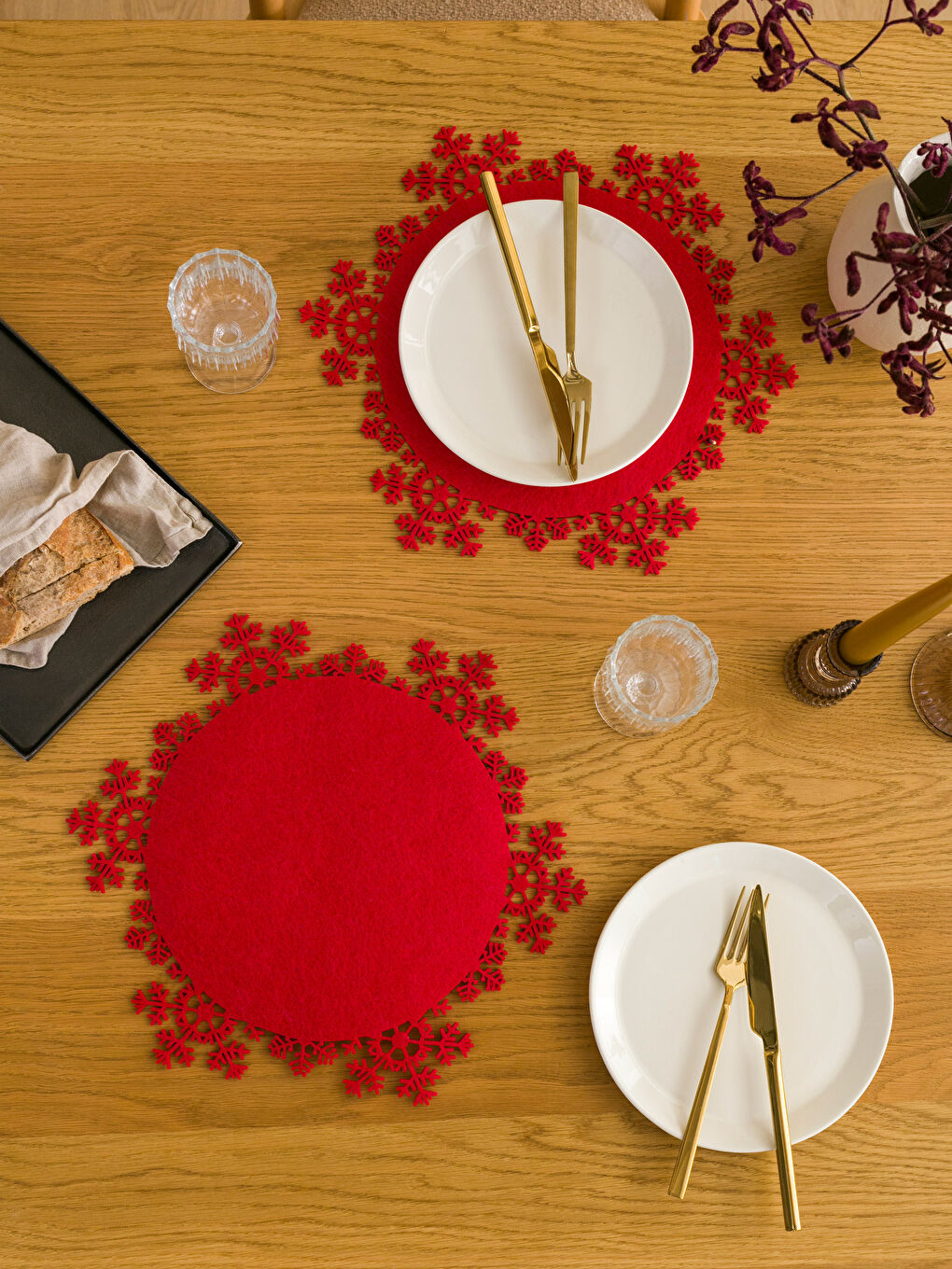 Snowflake Patterned 2-Piece Placemat 30x30 Cm-3