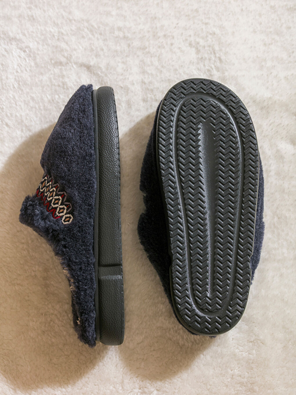 Lacivert Kadın Pelüş Ev Terliği-3