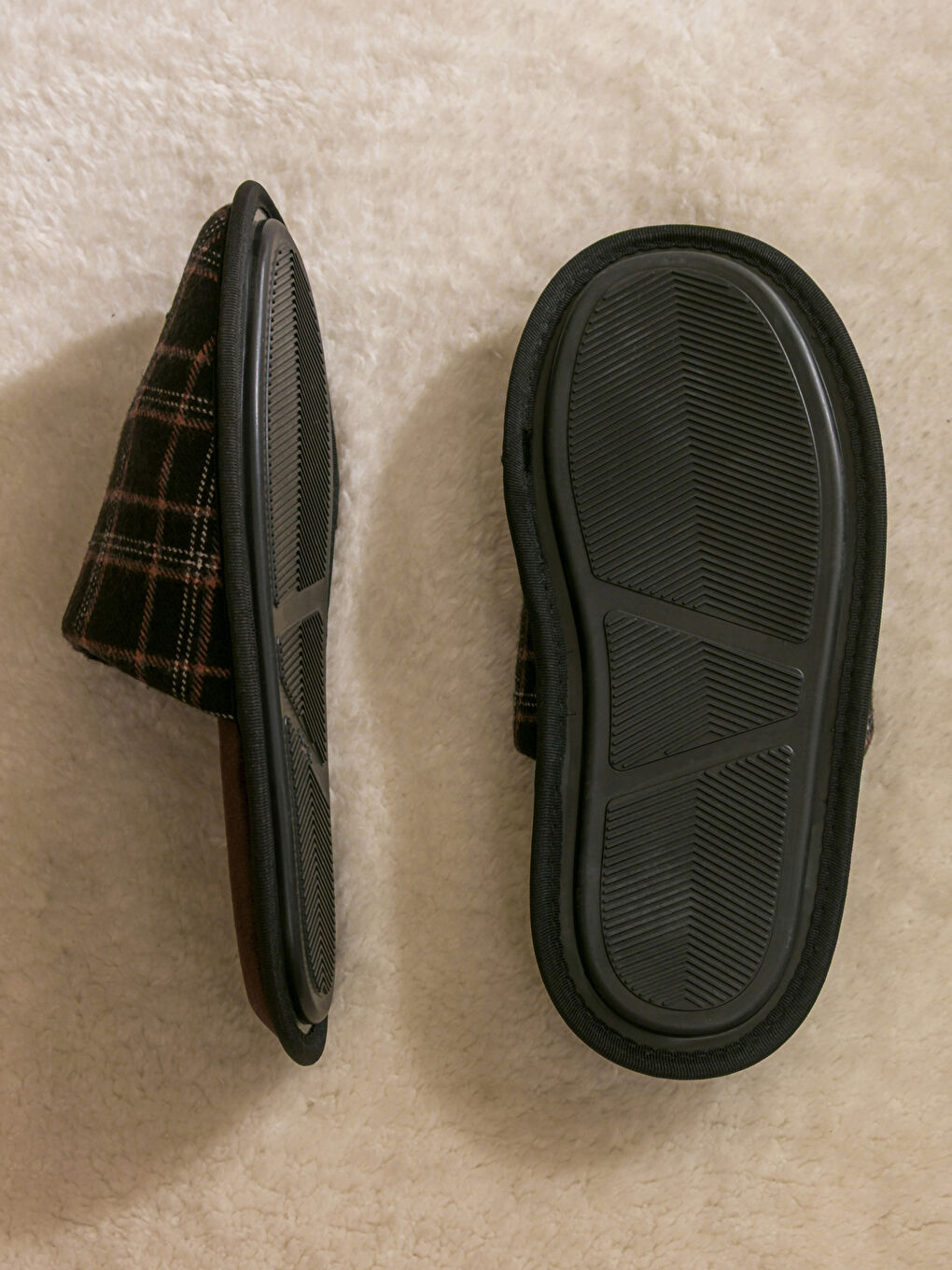 Kahverengi Ekose Desenli Erkek Ev Terliği-3