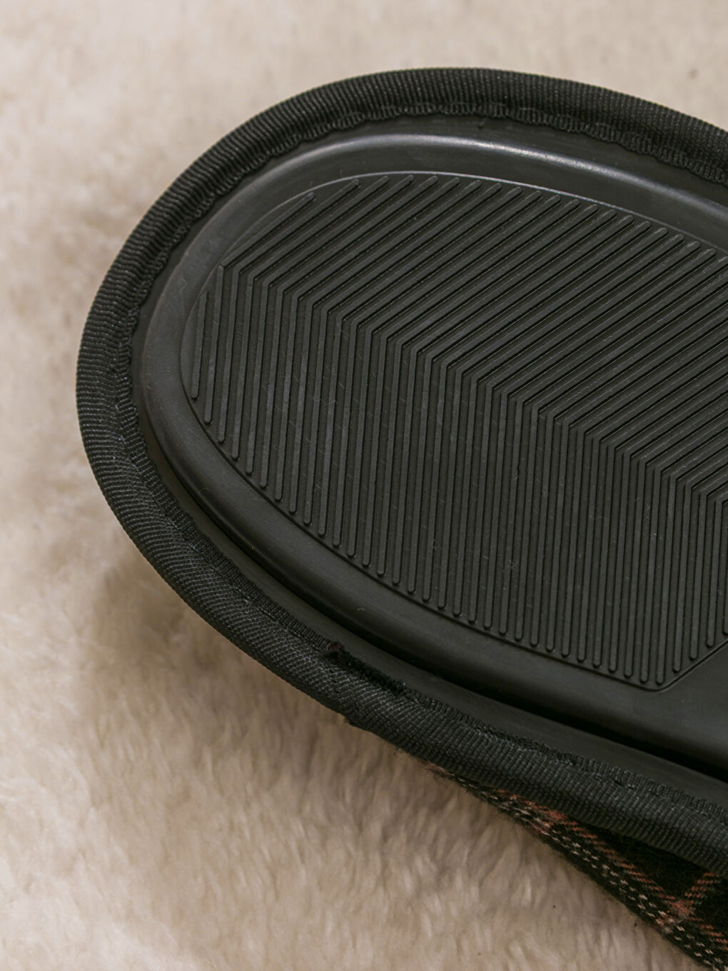 Kahverengi Ekose Desenli Erkek Ev Terliği-4