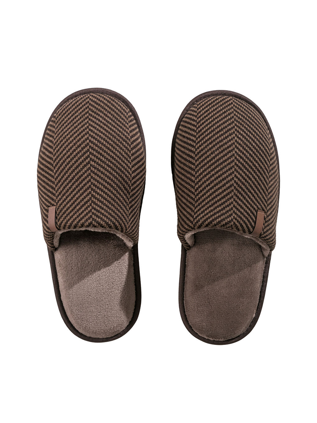 Kahverengi Önü Kapalı Çizgili Erkek Ev Terliği-5