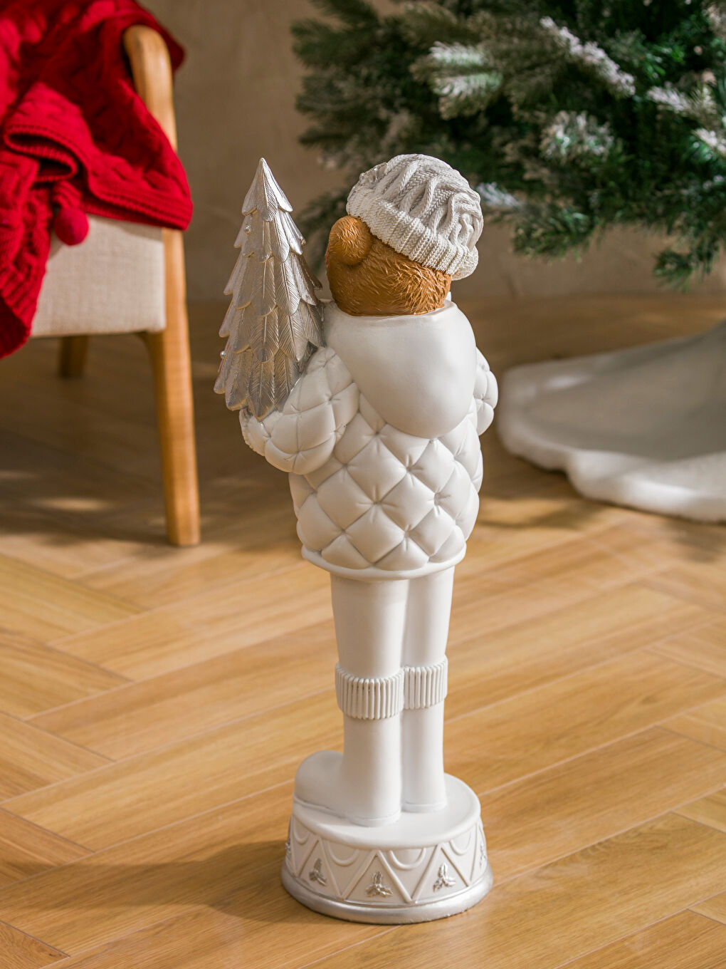 Beyaz Ayıcık Figürlü Dekoratif Biblo 60 cm-1