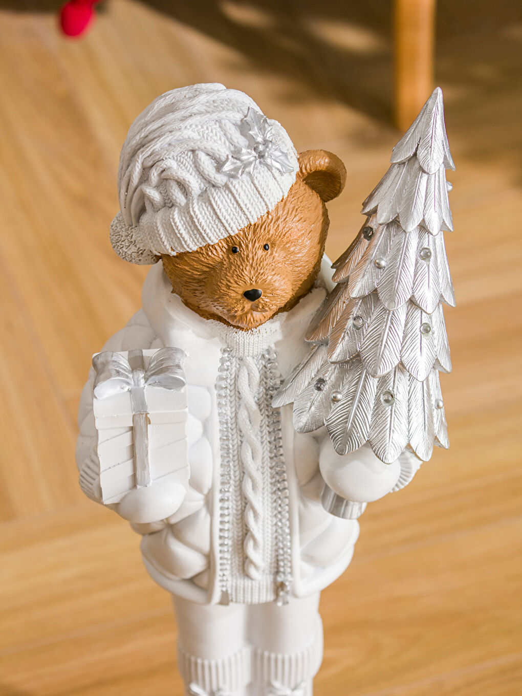 Beyaz Ayıcık Figürlü Dekoratif Biblo 60 cm-2