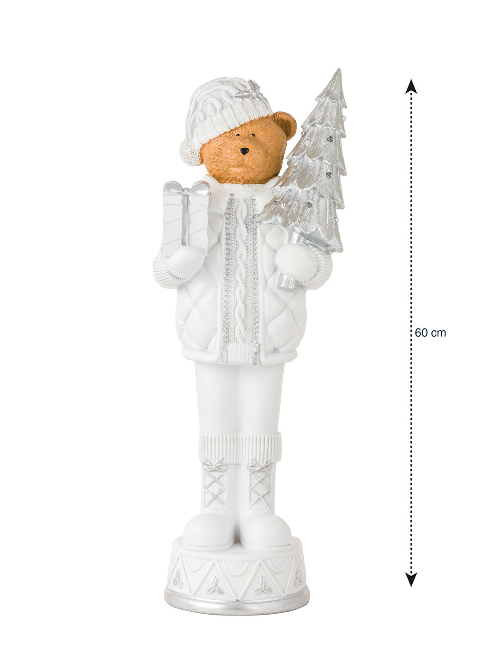 Beyaz Ayıcık Figürlü Dekoratif Biblo 60 cm-3