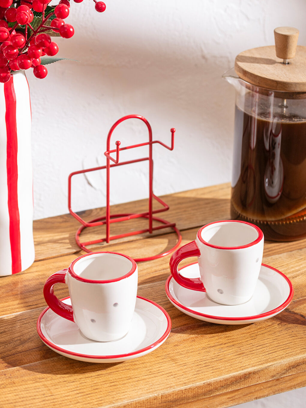 Karışık Yılbaşı Temalı 2 Kişilik Standlı Kahve Fincan Takımı 85 ml-2