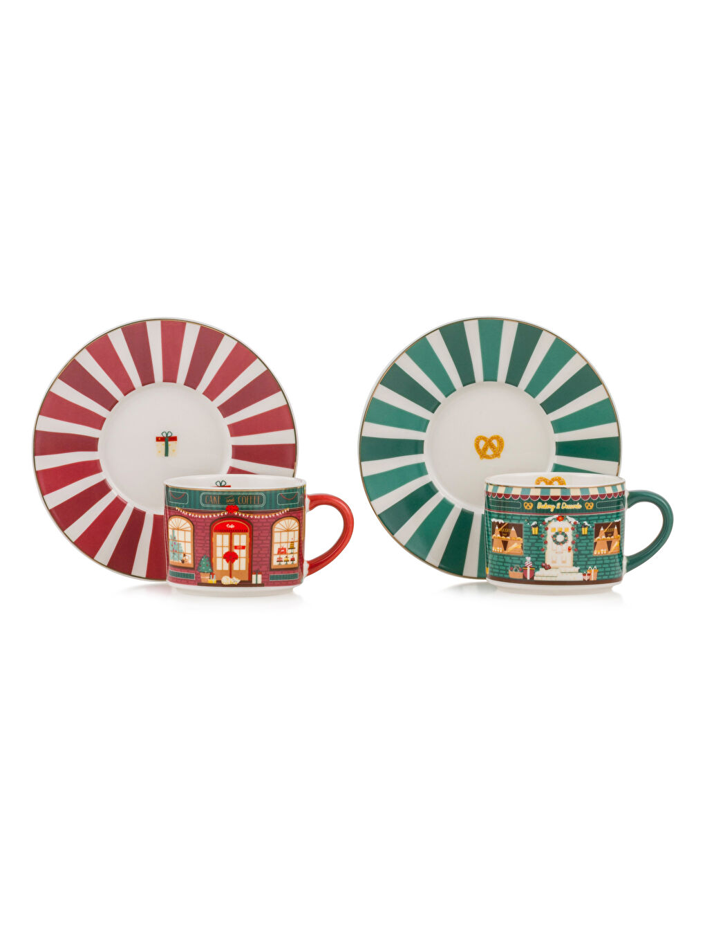 Karışık Yılbaşı Temalı 2 Kişilik Porselen Kahve Fincan Takımı 90 ml-5