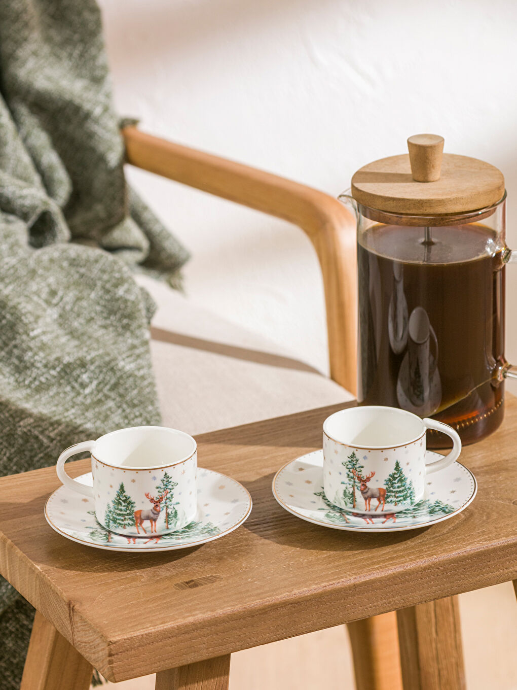 Yılbaşı Temalı 2 Kişilik Porselen Kahve Fincan Takımı 90  ml