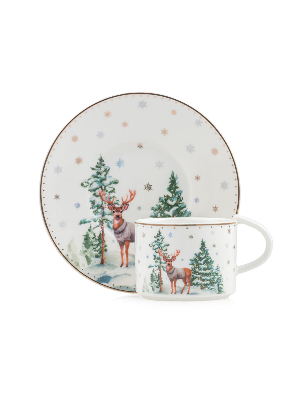 Yılbaşı Temalı 2 Kişilik Porselen Kahve Fincan Takımı 90  ml-4