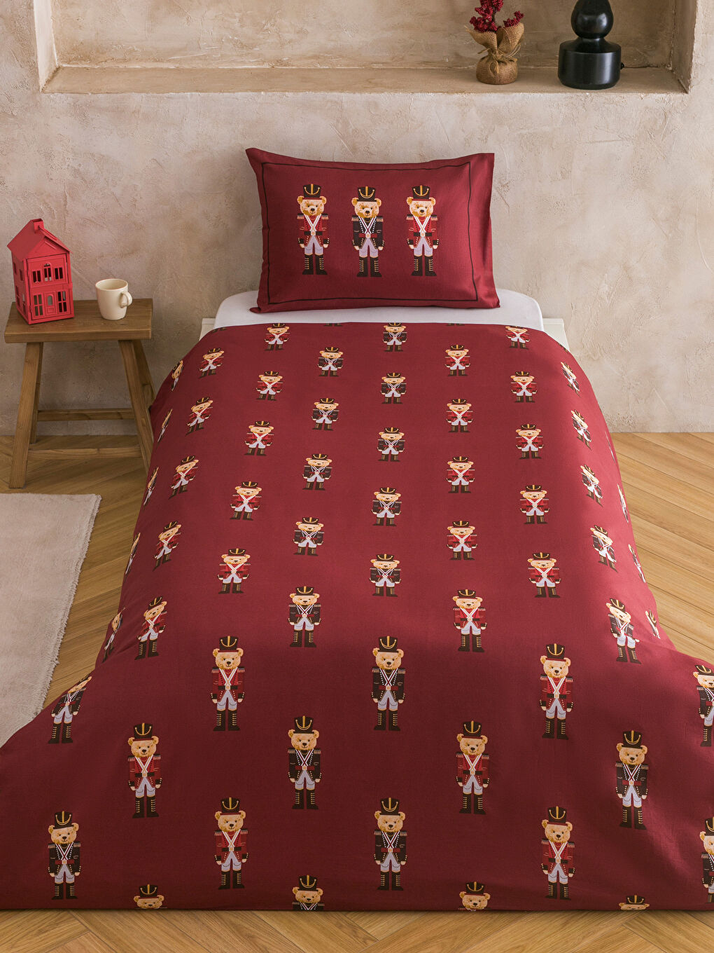 Karışık Ayı Teddy Baskılı Tek Kişilik Nevresim Seti-1