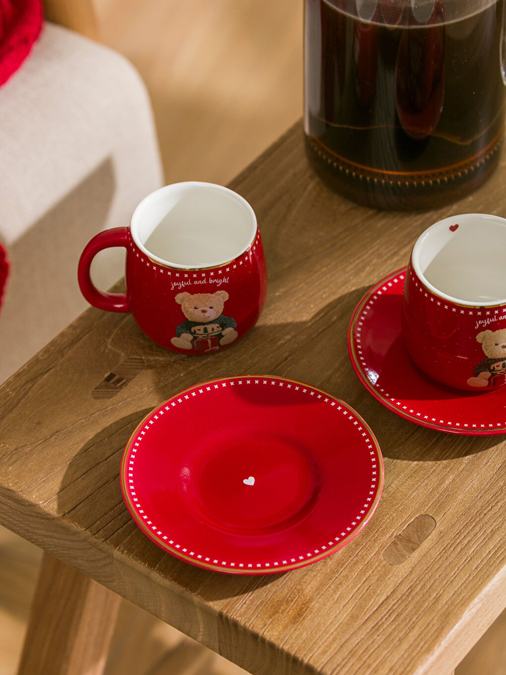 Ayı Teddy Baskılı 2 Kişilik Kahve Fincan Takımı-2