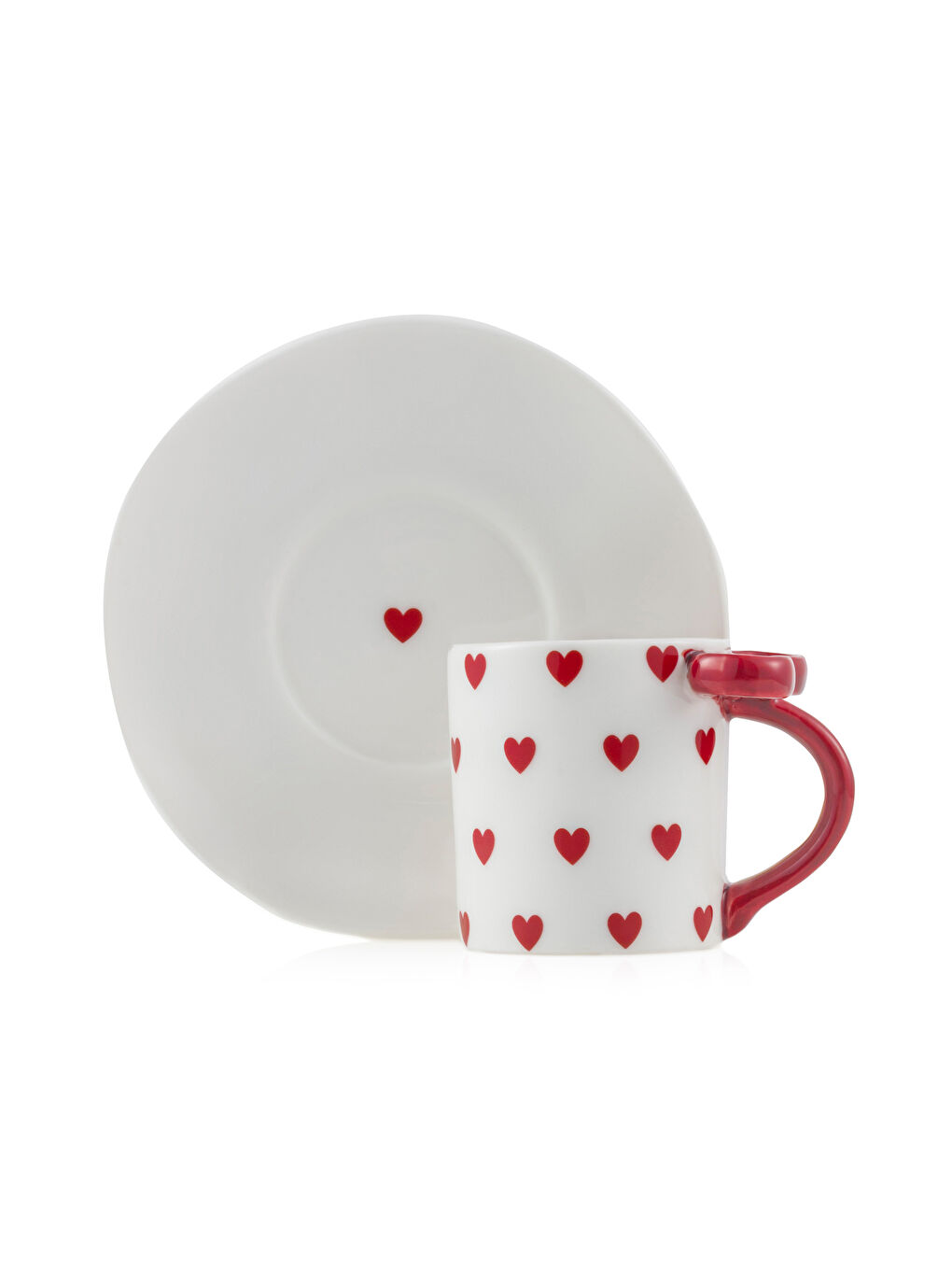 Karışık Kalp Desenli 2 Kişilik Kahve Fincan Takımı-4