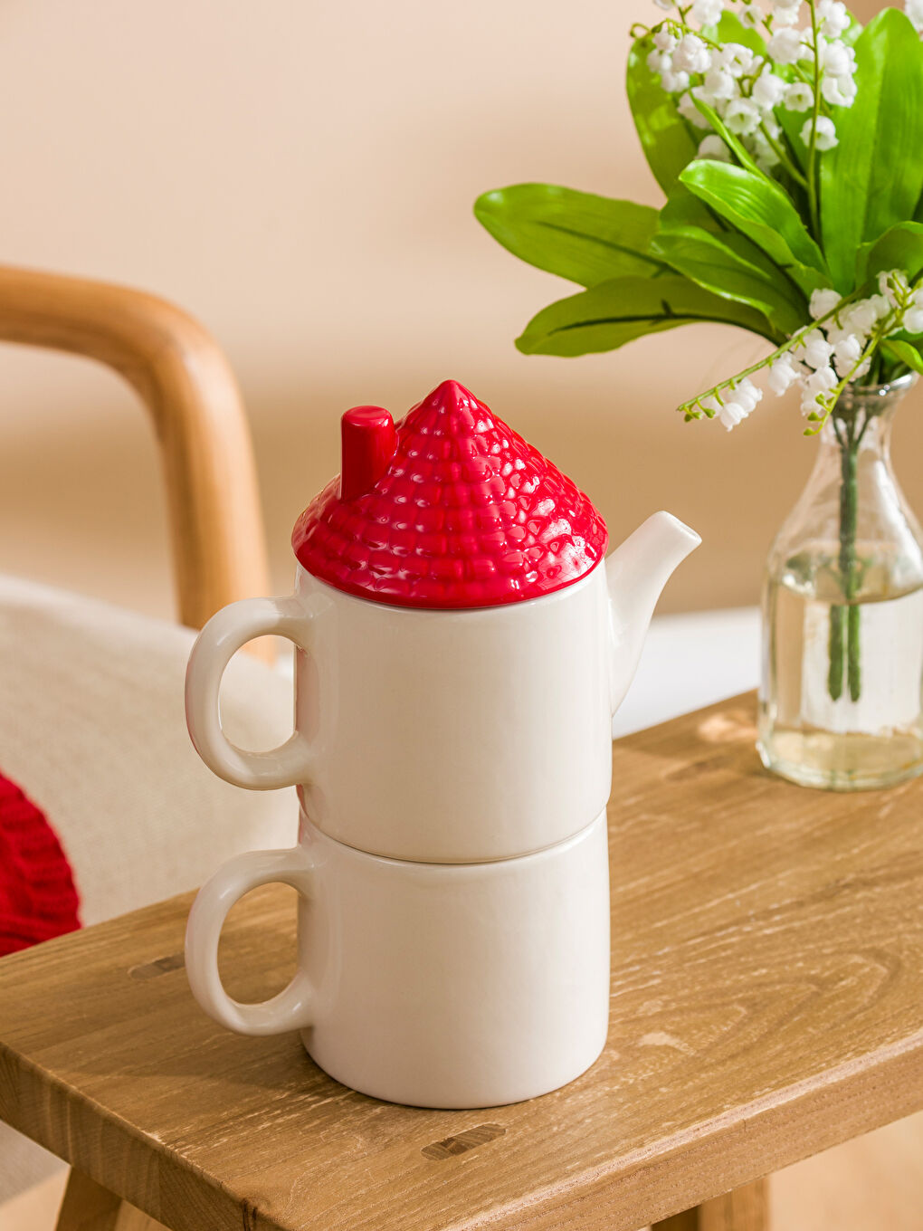 Karışık Ev Görünümlü Seramik Tea Pot Kupa-2