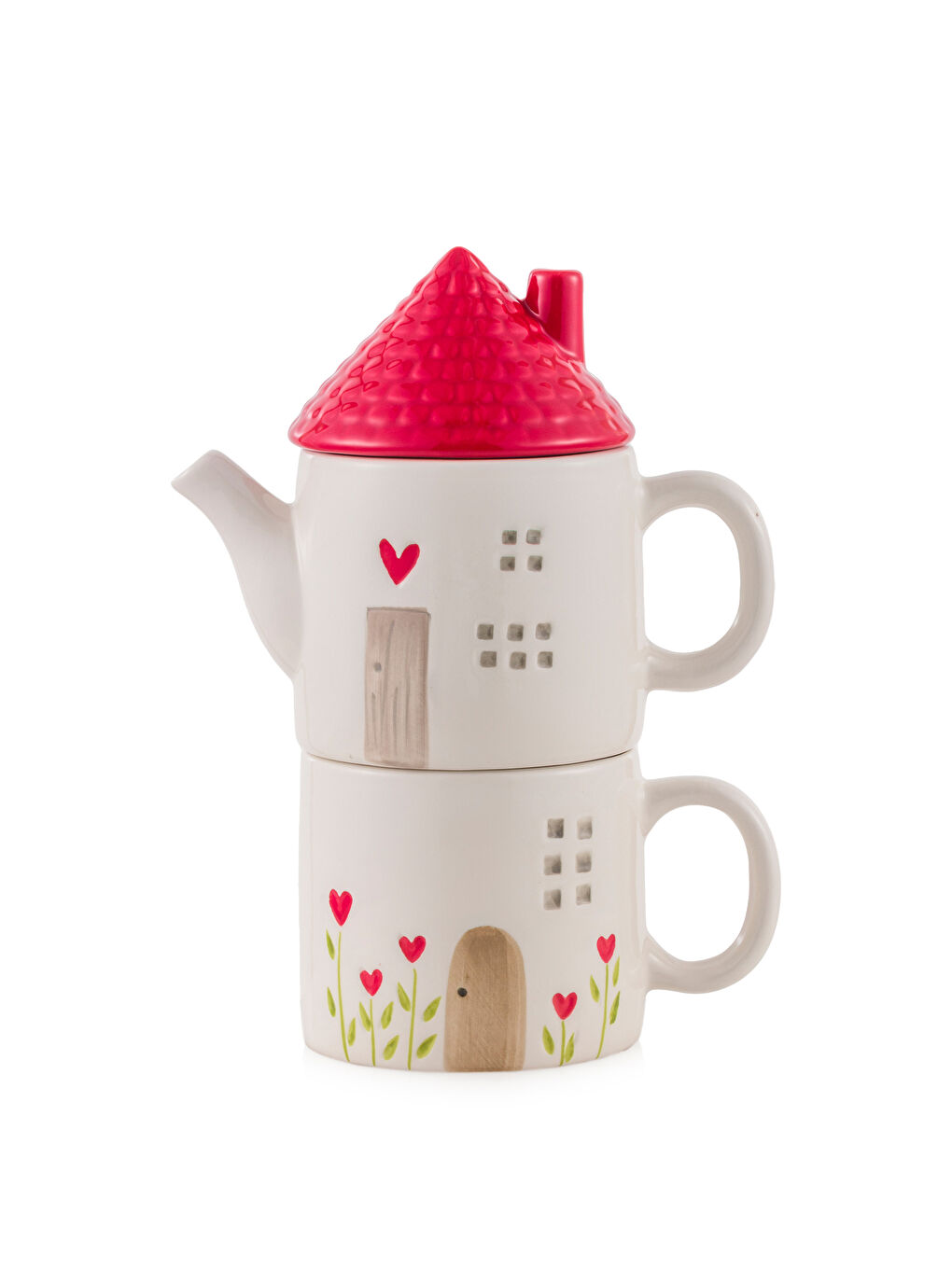 Karışık Ev Görünümlü Seramik Tea Pot Kupa-4