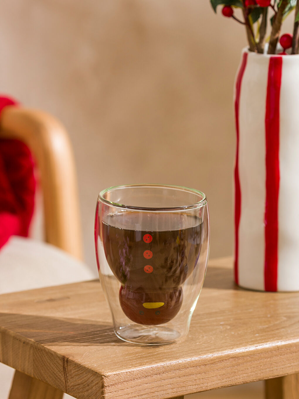 Renksiz Çİft Cidarlı Baskılı Cam Kupa 300 ml