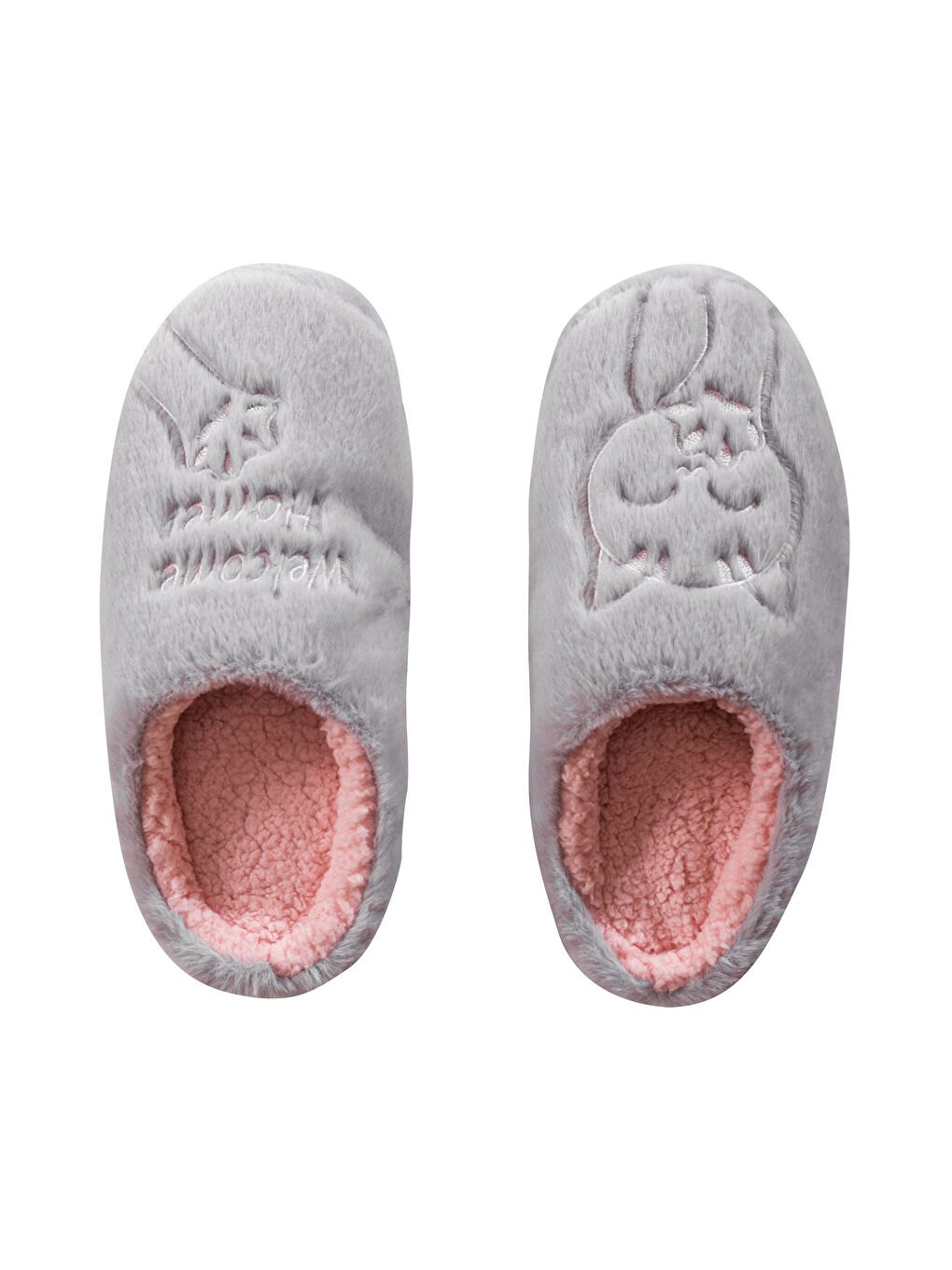 Gri Sincap Nakışlı Kadın Ev Terliği-5