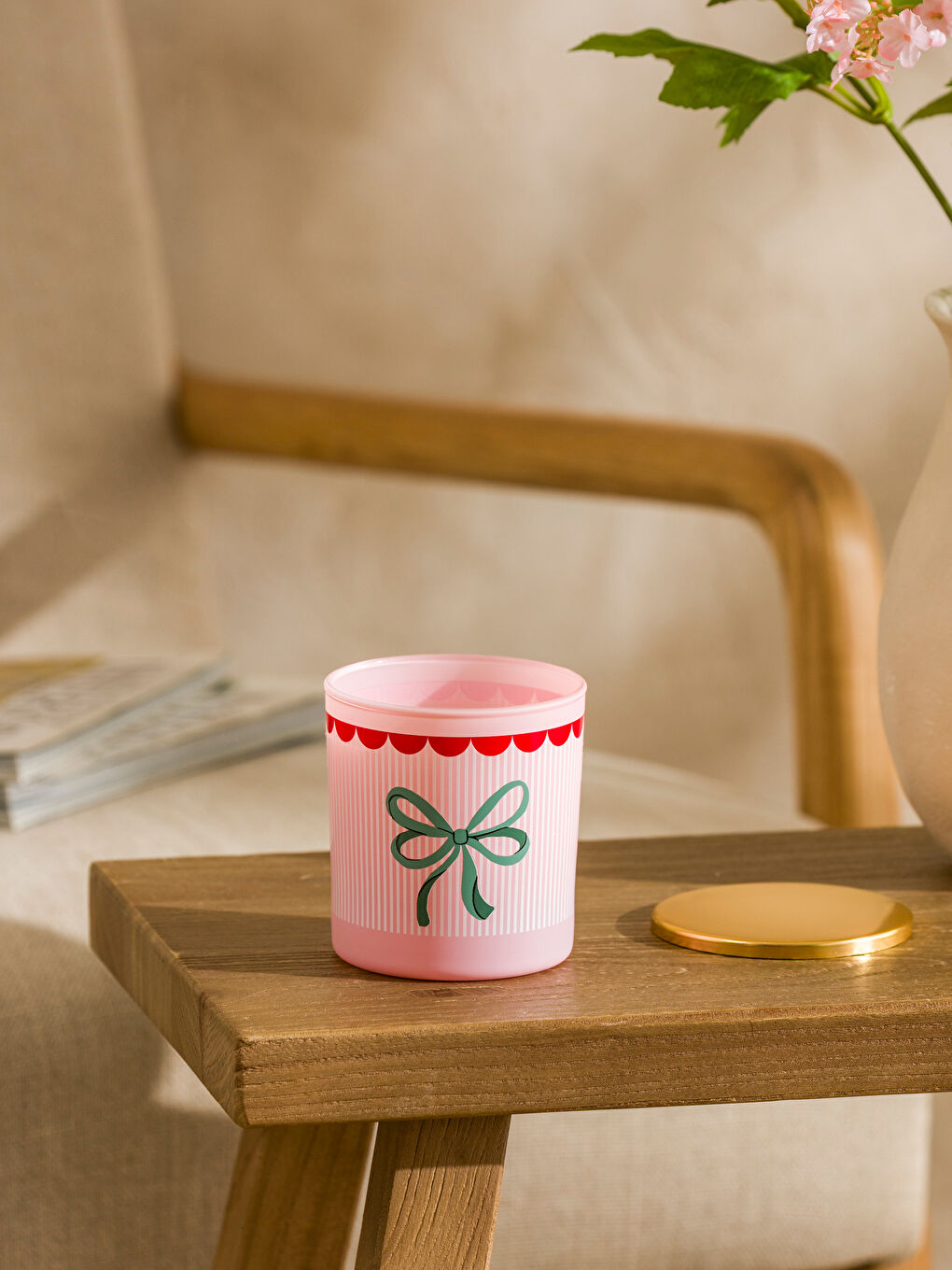 Karışık Fiyonk Baskılı Bardak Mum-1