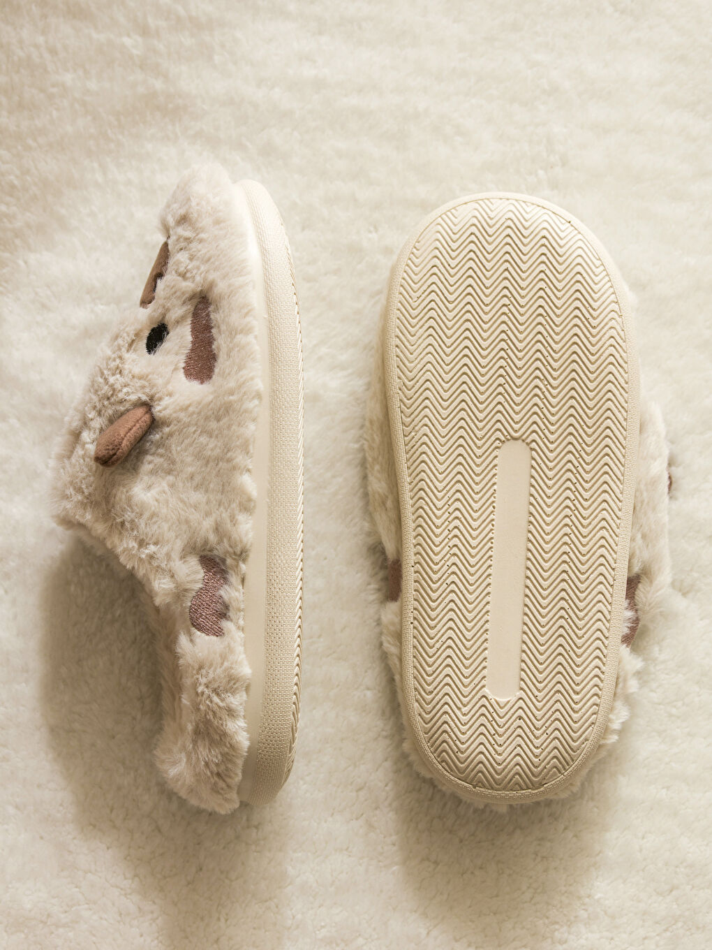 Bej Hayvan Nakışlı Kadın Ev Terliği-4