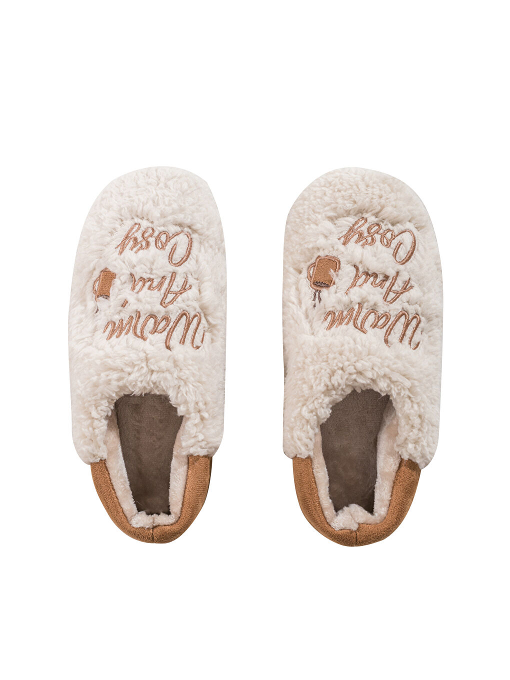 Bej Kadın Pelüş Ev Botu-5