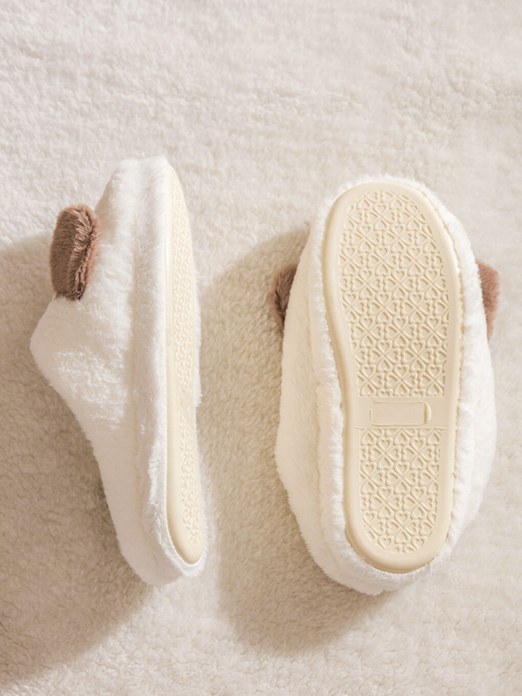 Beyaz Hayvan Nakışlı Kadın Ev Terliği-2