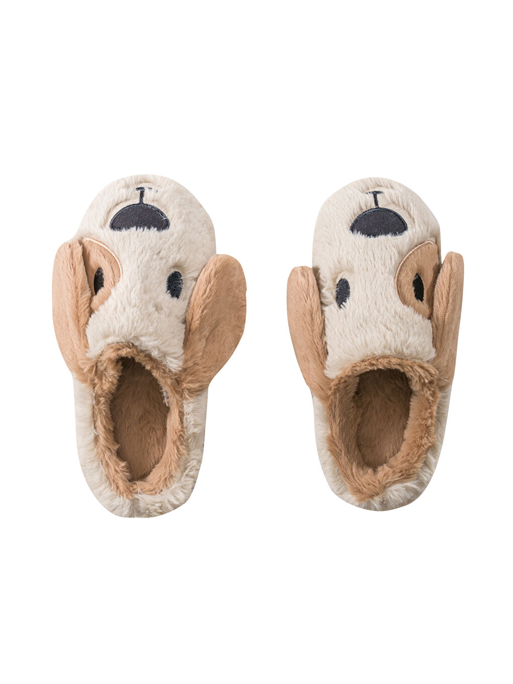 Bej Köpek Figürlü Pelüş Kadın Ev Terliği-5